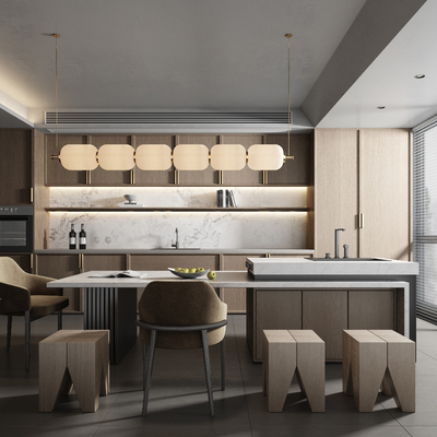  Minotti 岛台餐厅su模型 