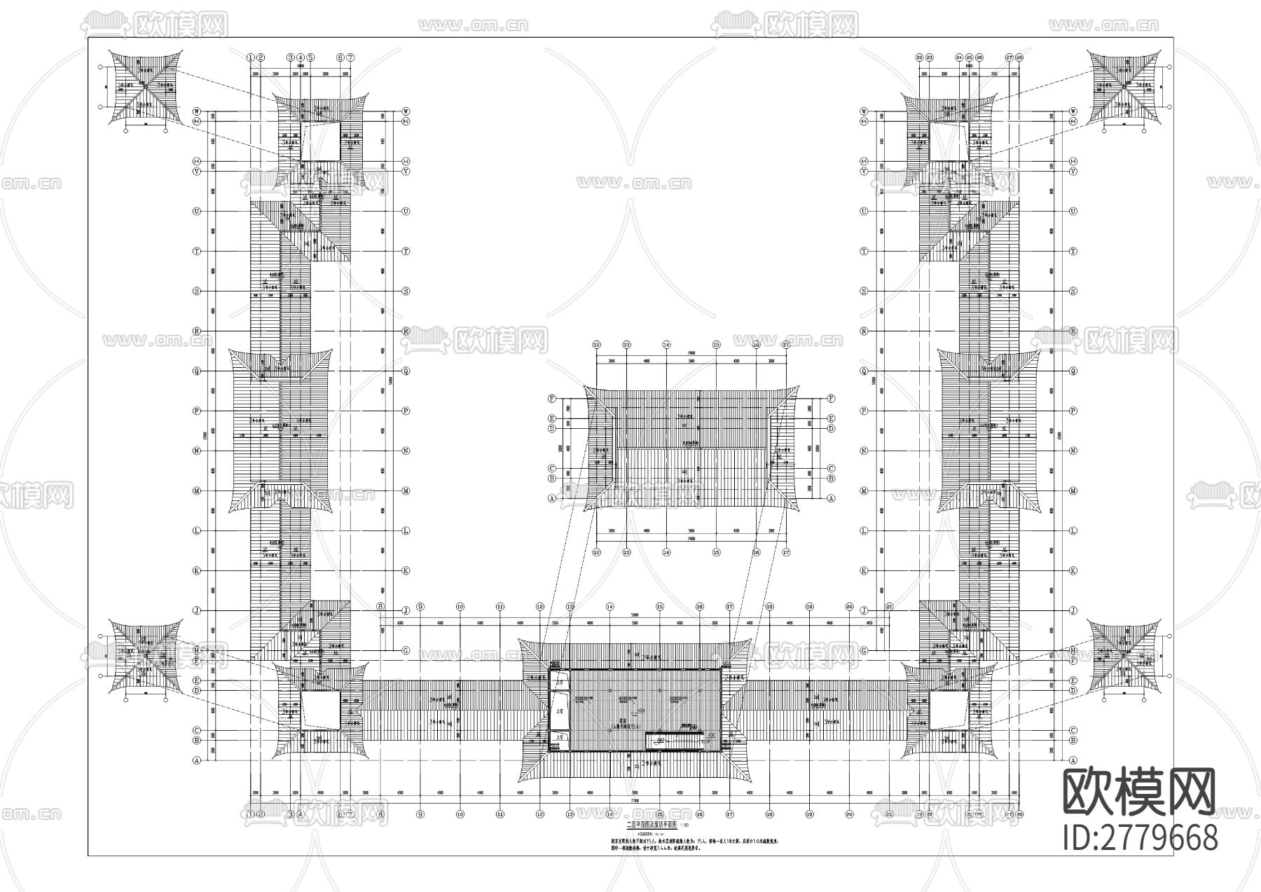 庙会广场CAD施工图下载（渲染图2）