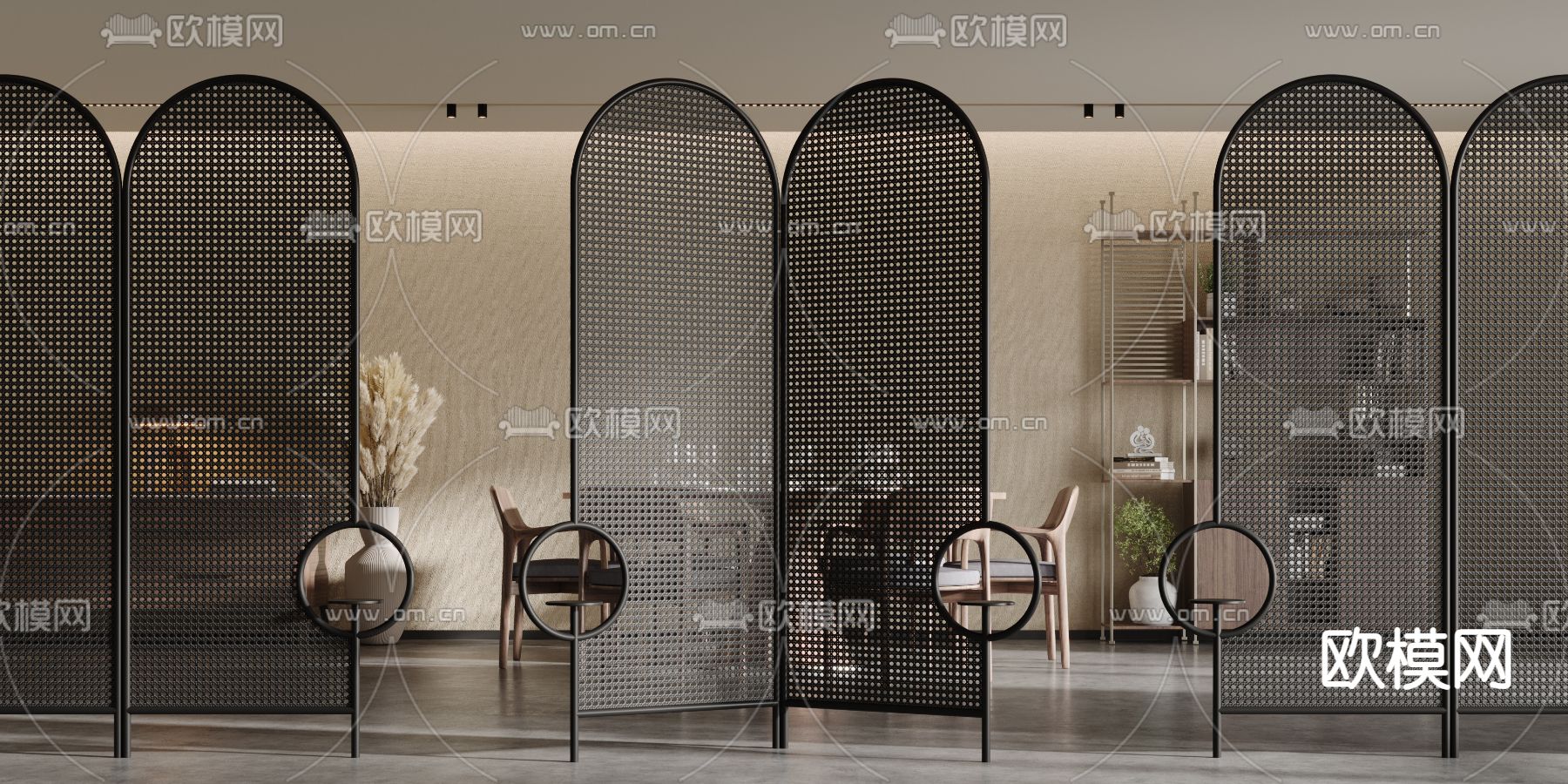 侘寂屏风 隔断3d模型下载