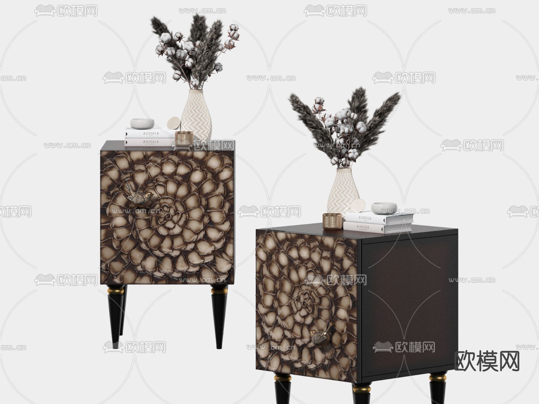 美式床头柜su模型下载（渲染图1）