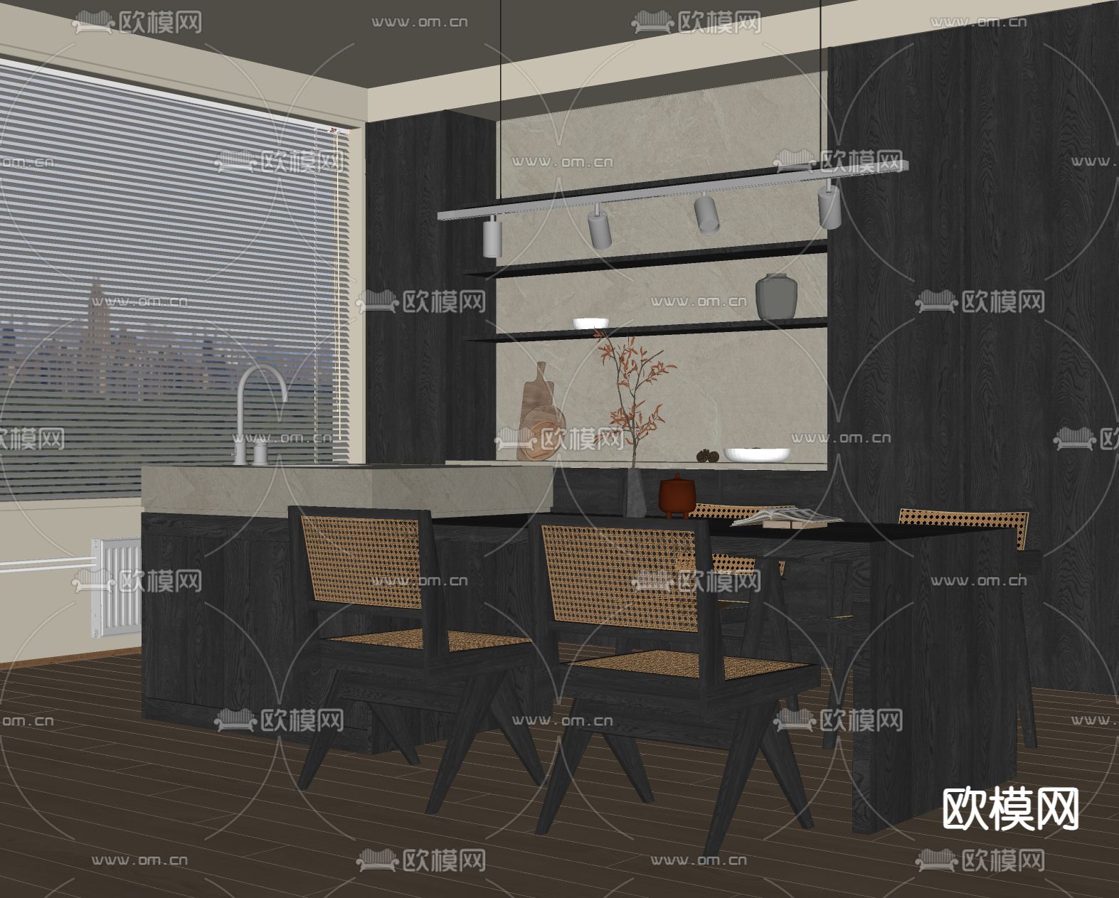侘寂风吧台su模型下载（渲染图2）
