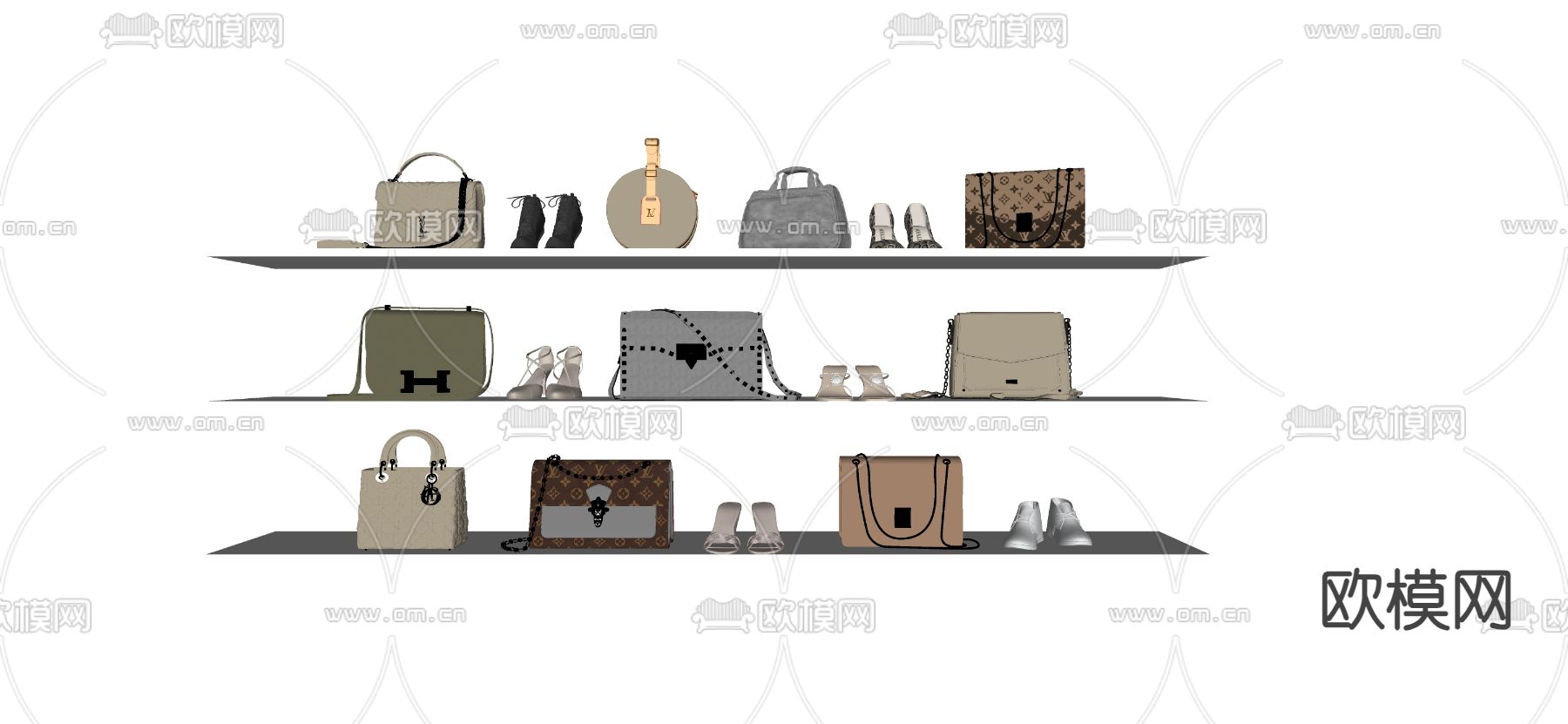 手提包 高跟鞋su模型下载（渲染图2）