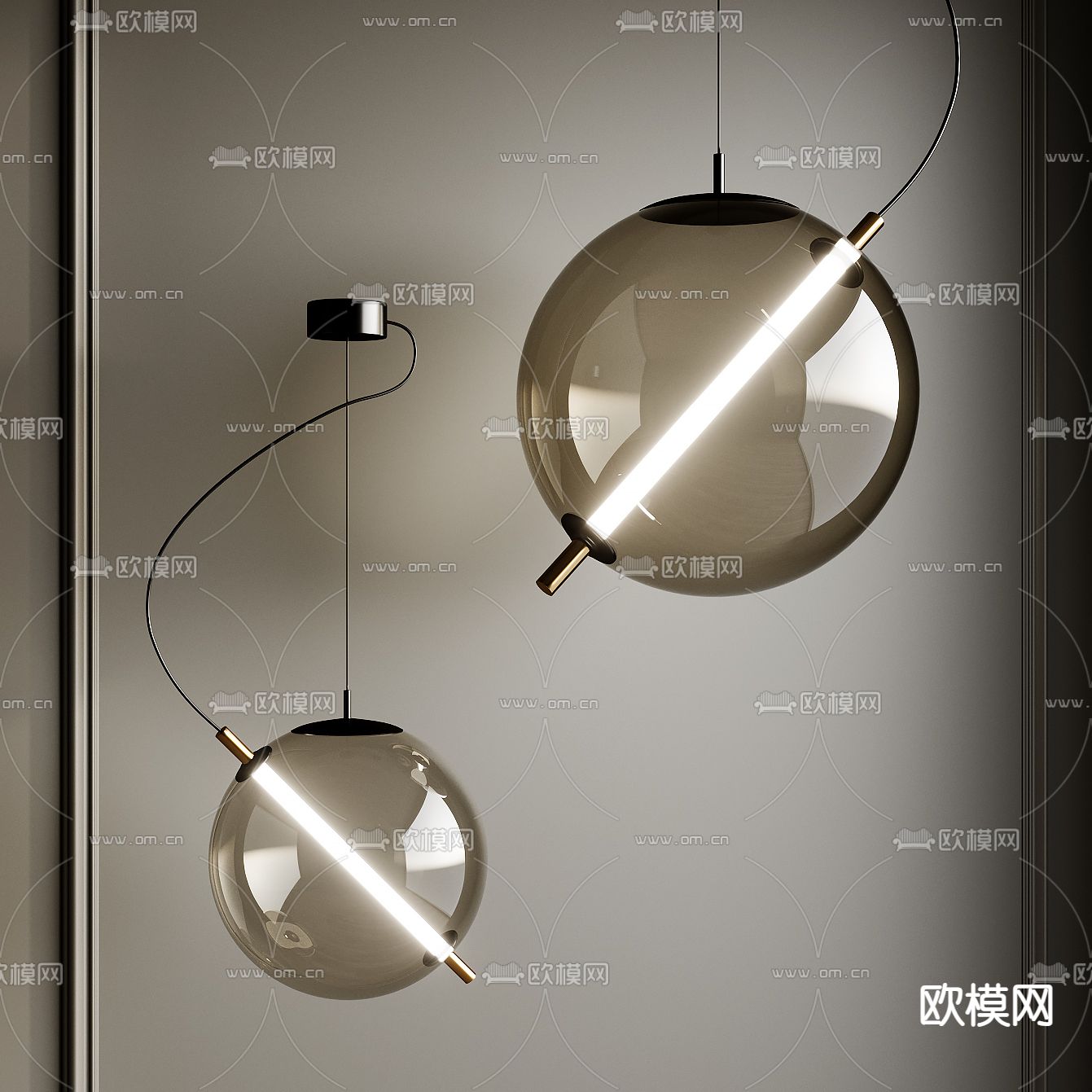 现代玻璃吊灯su模型