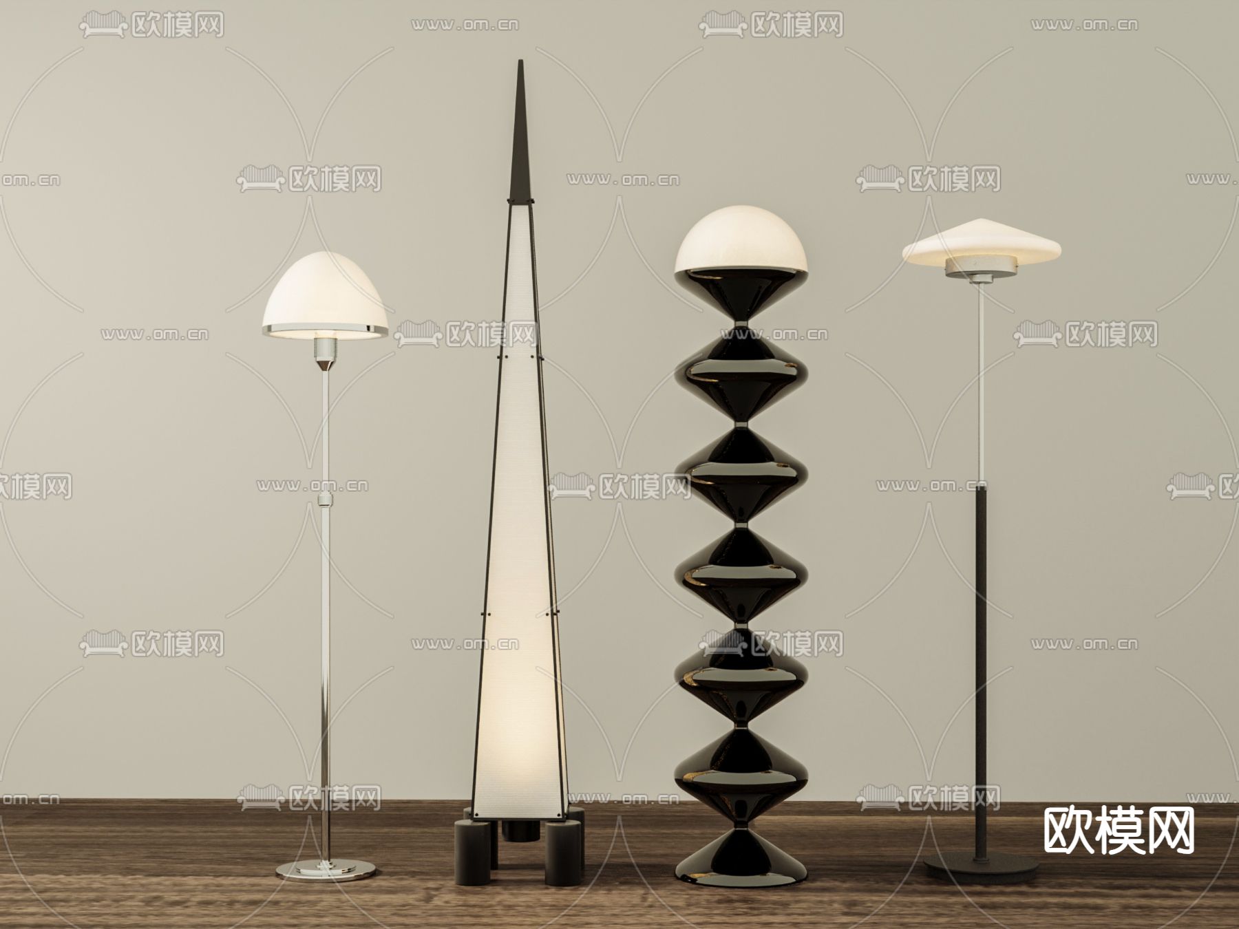 串珠落地灯 蘑菇灯3d模型下载