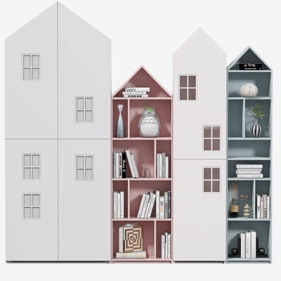 现代儿童书柜su模型 