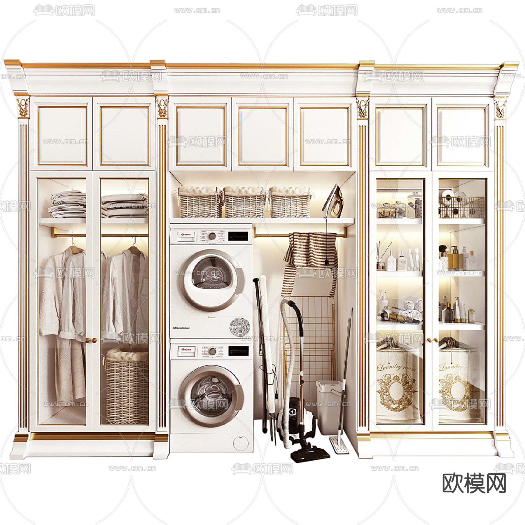 欧式衣柜3d模型下载（渲染图1）