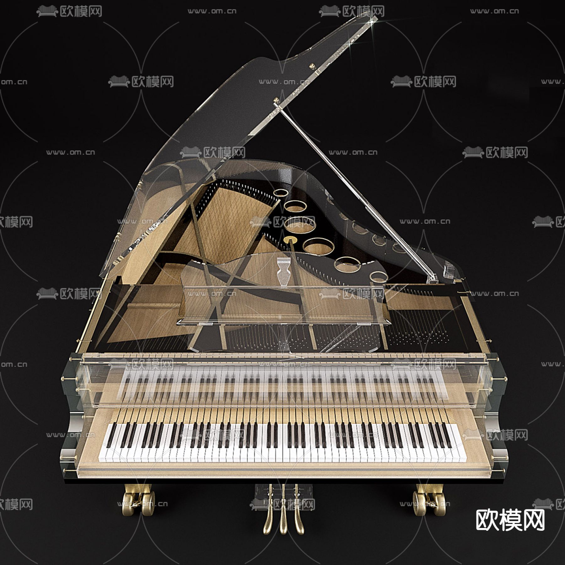 轻奢钢琴3d模型下载