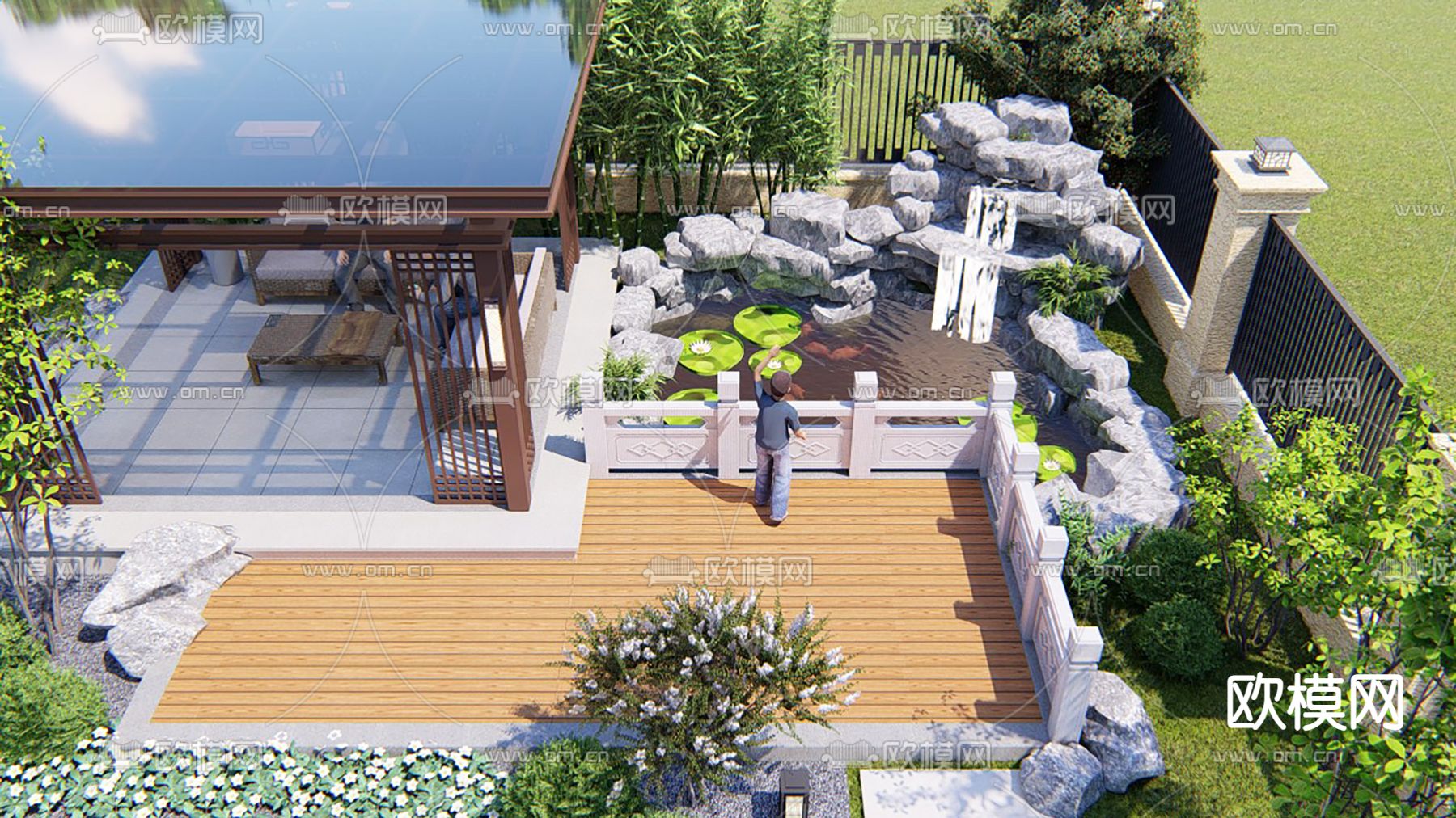 庭院花园su模型下载（渲染图1）