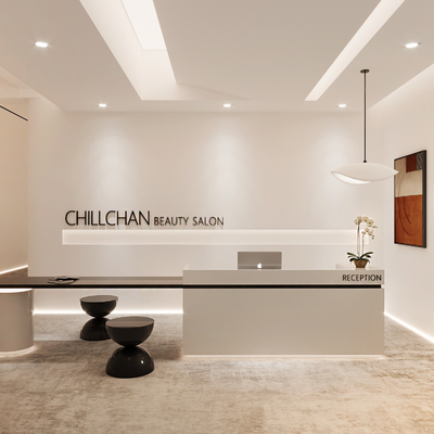  侘寂风美容接待区su模型 