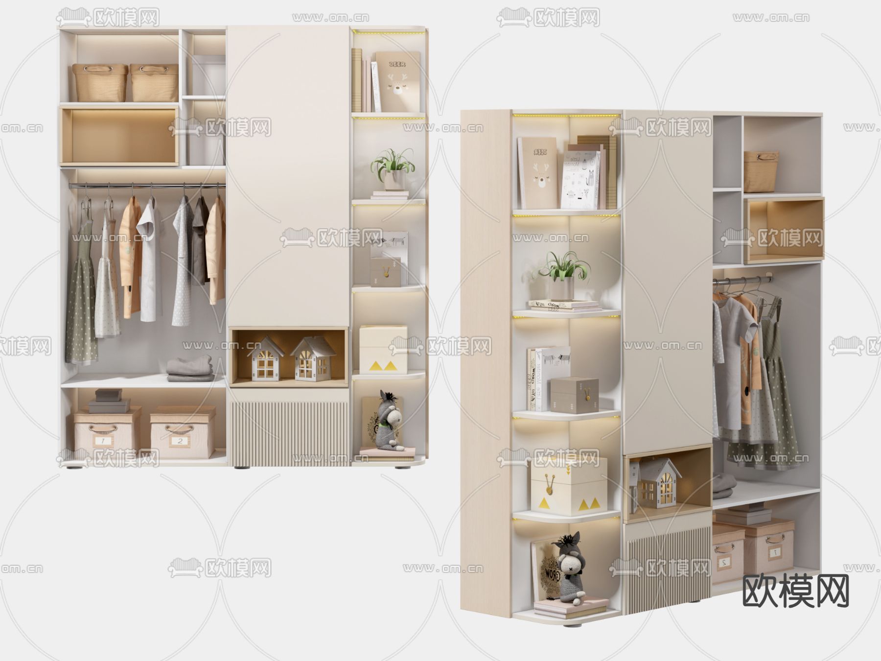 现代衣柜su模型下载（渲染图1）
