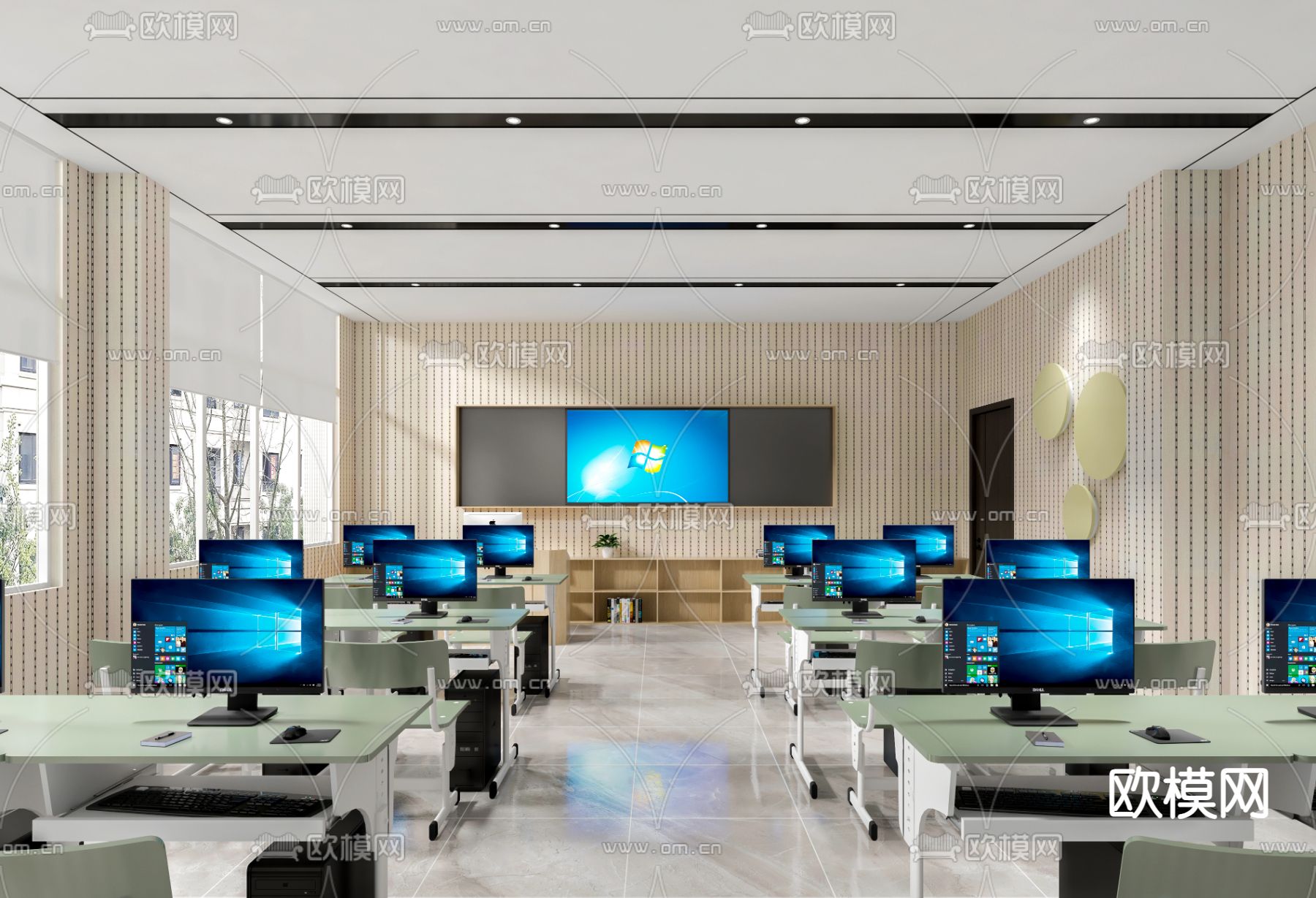 现代多媒体教室su模型下载（渲染图1）