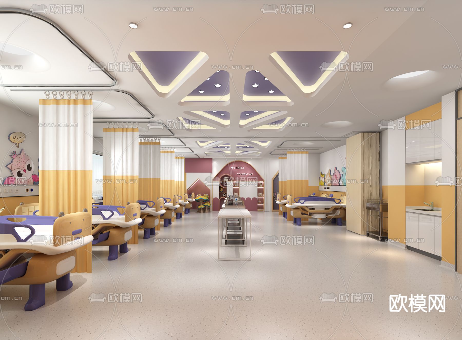 现代儿童医院su模型下载（渲染图1）