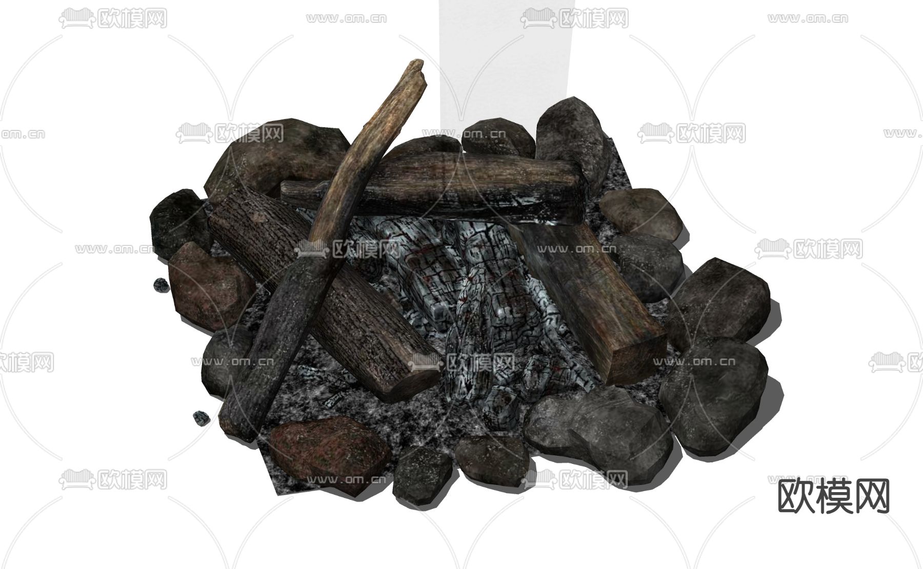 现代篝火堆su模型下载（渲染图2）