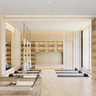  现代瑜伽室 舞蹈室su模型 