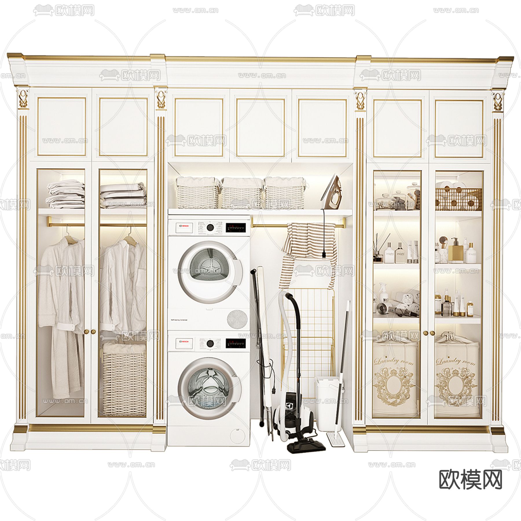 欧式衣柜3d模型下载（渲染图5）