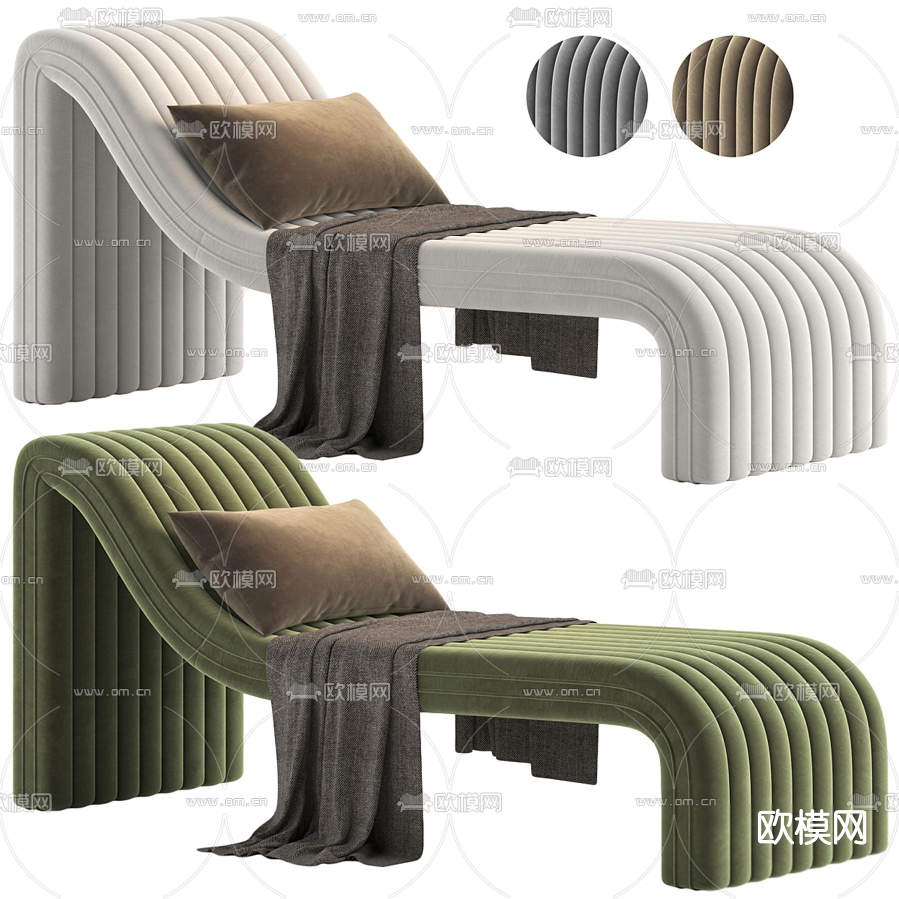 曲线躺椅 休闲椅3d模型下载（渲染图1）