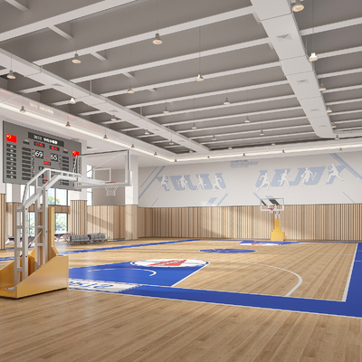  现代篮球场 体育馆su模型 