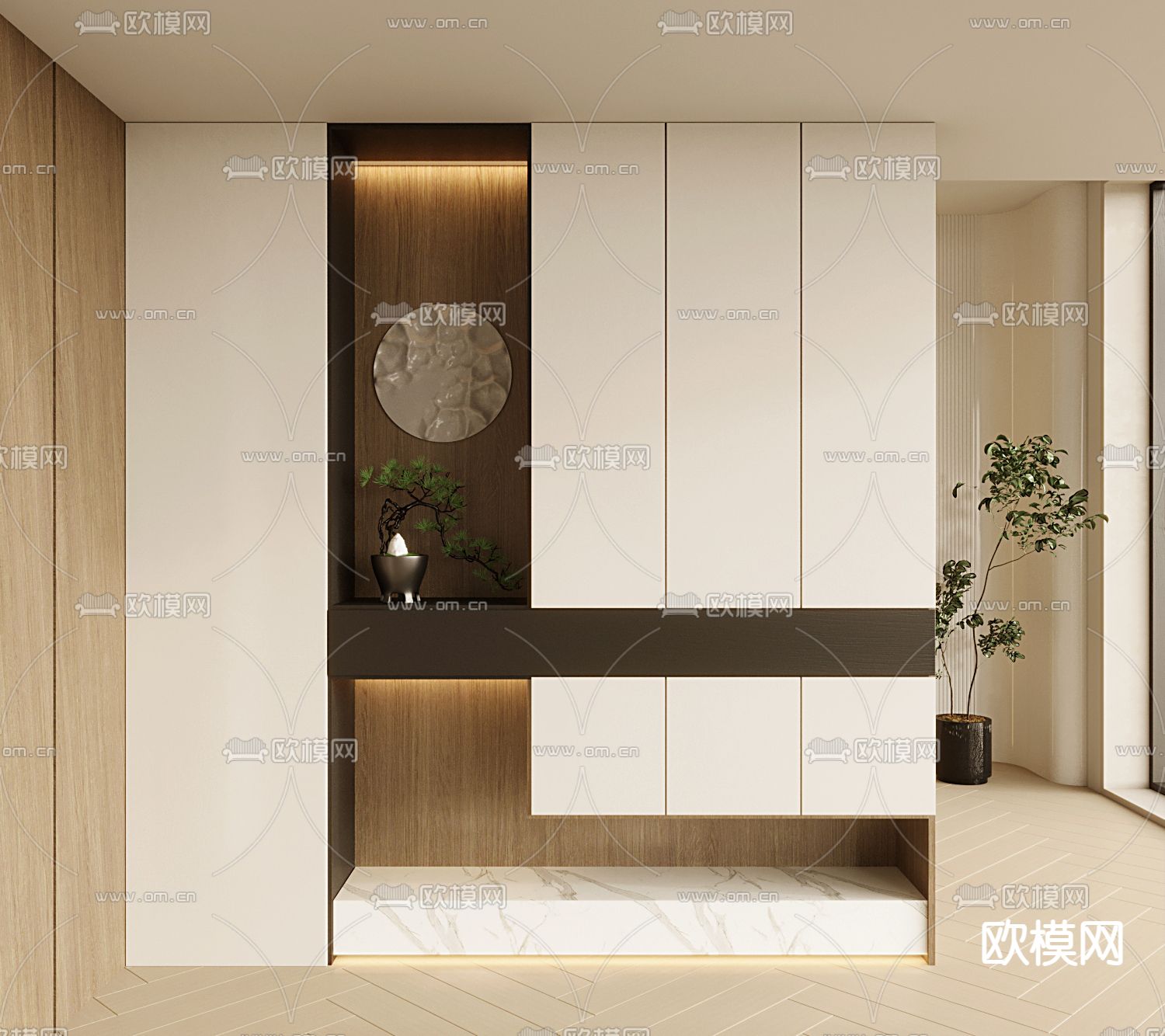 新中式鞋柜 隔断3d模型下载