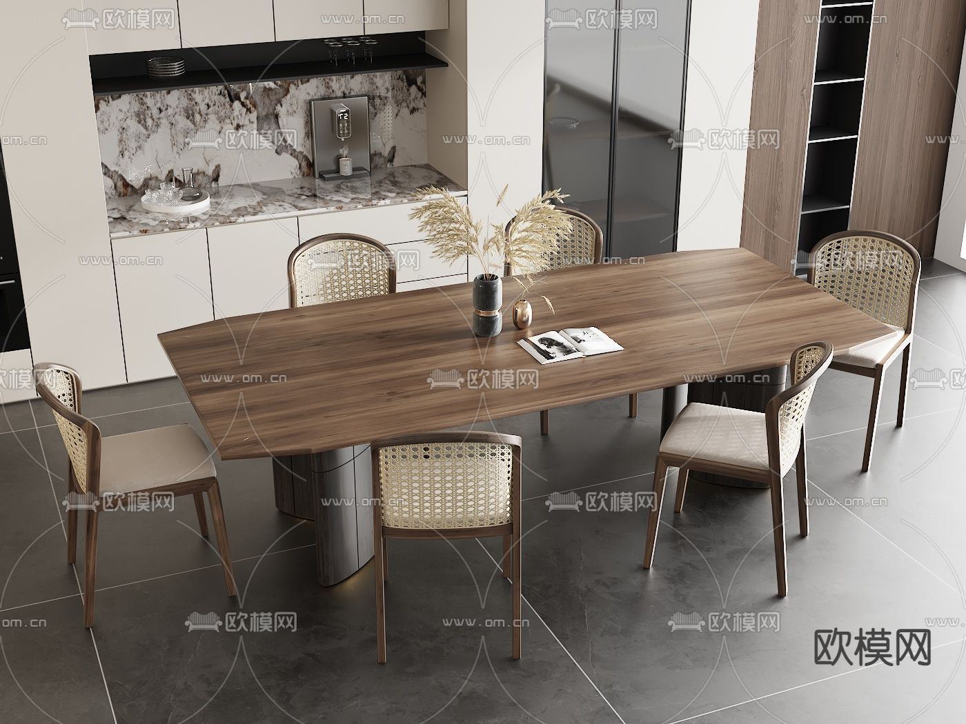 侘寂餐桌椅3d模型下载