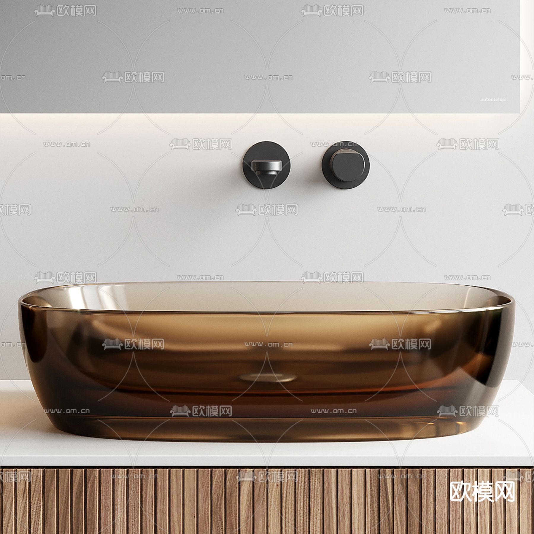 双盆洗手台 洗手盆3d模型下载（渲染图2）