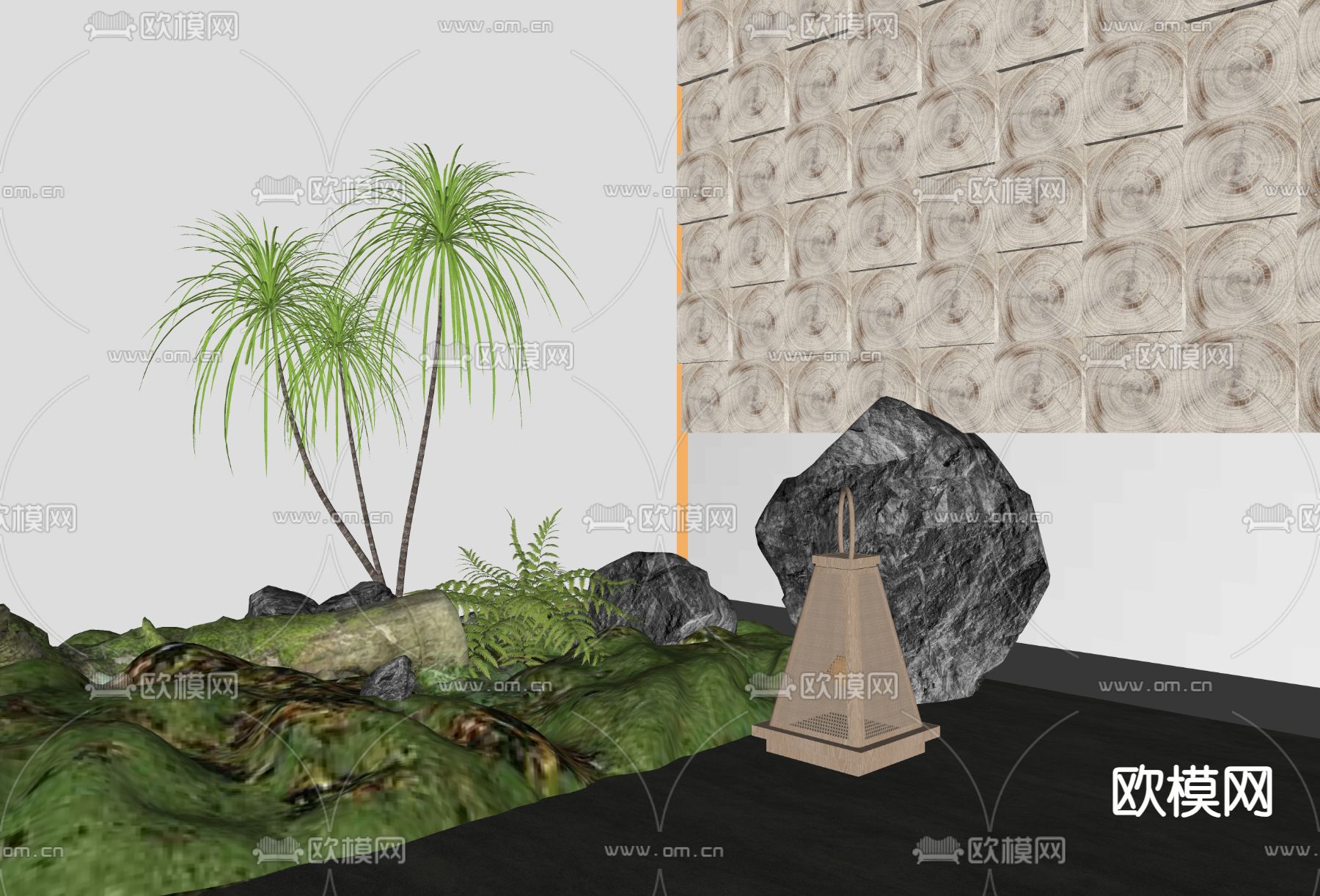 日式室内造景 植物堆su模型下载（渲染图2）