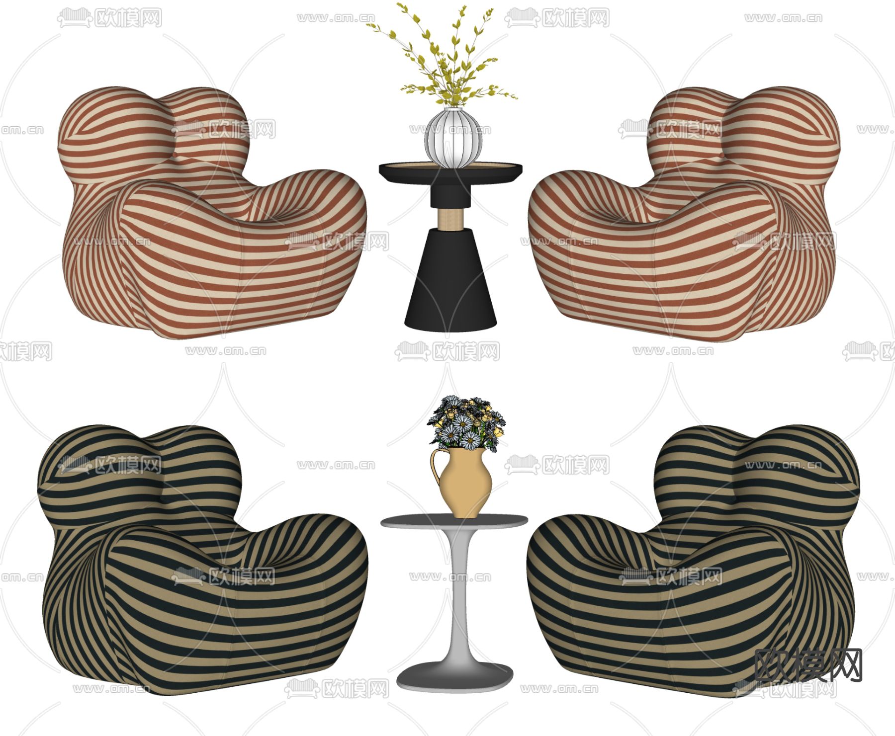 B&B ltalia 懒人沙发su模型下载（渲染图2）