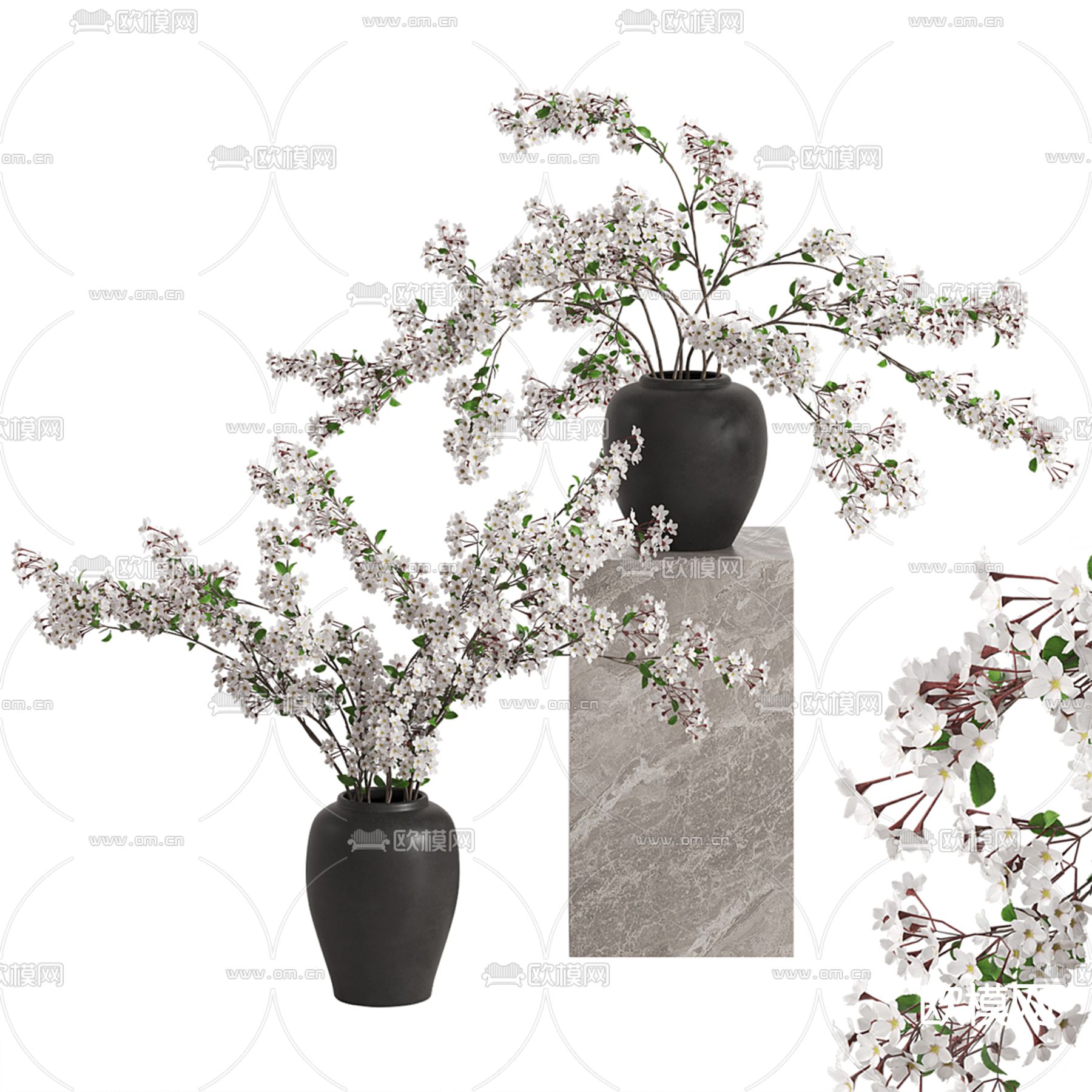 花瓶 花艺 鲜花 插花3d模型下载_ID14216635_3dmax免费模型-欧模网