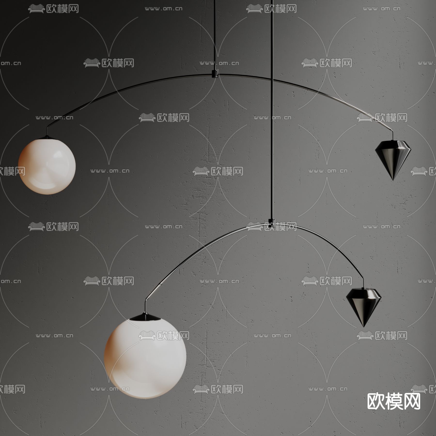 创意吊灯3d模型下载_ID14215144_3dmax免费模型-欧模网