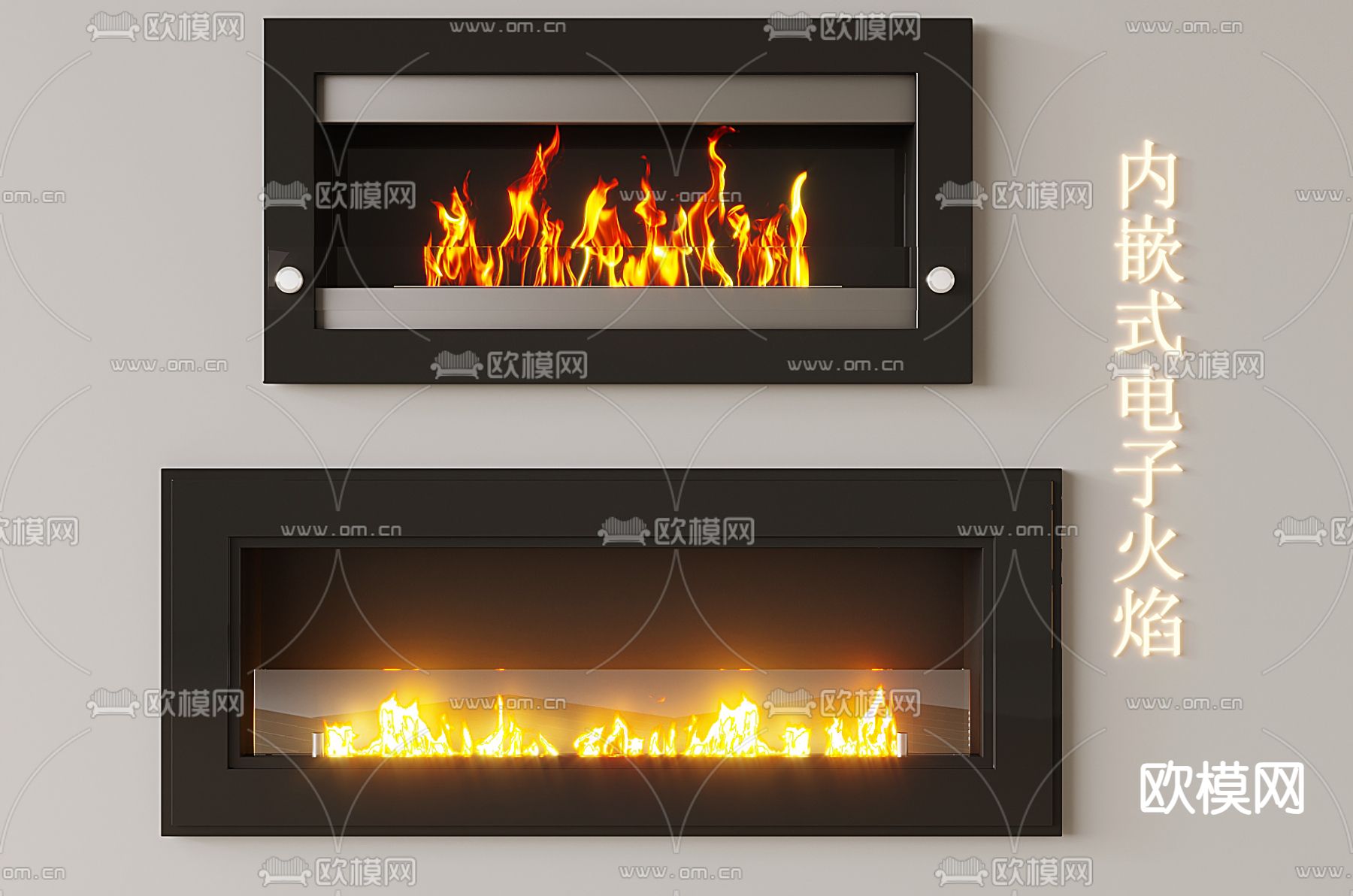 火焰壁炉 智能壁炉su模型下载（渲染图1）