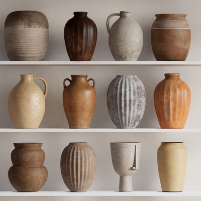  侘寂陶罐 器皿 罐子su模型 