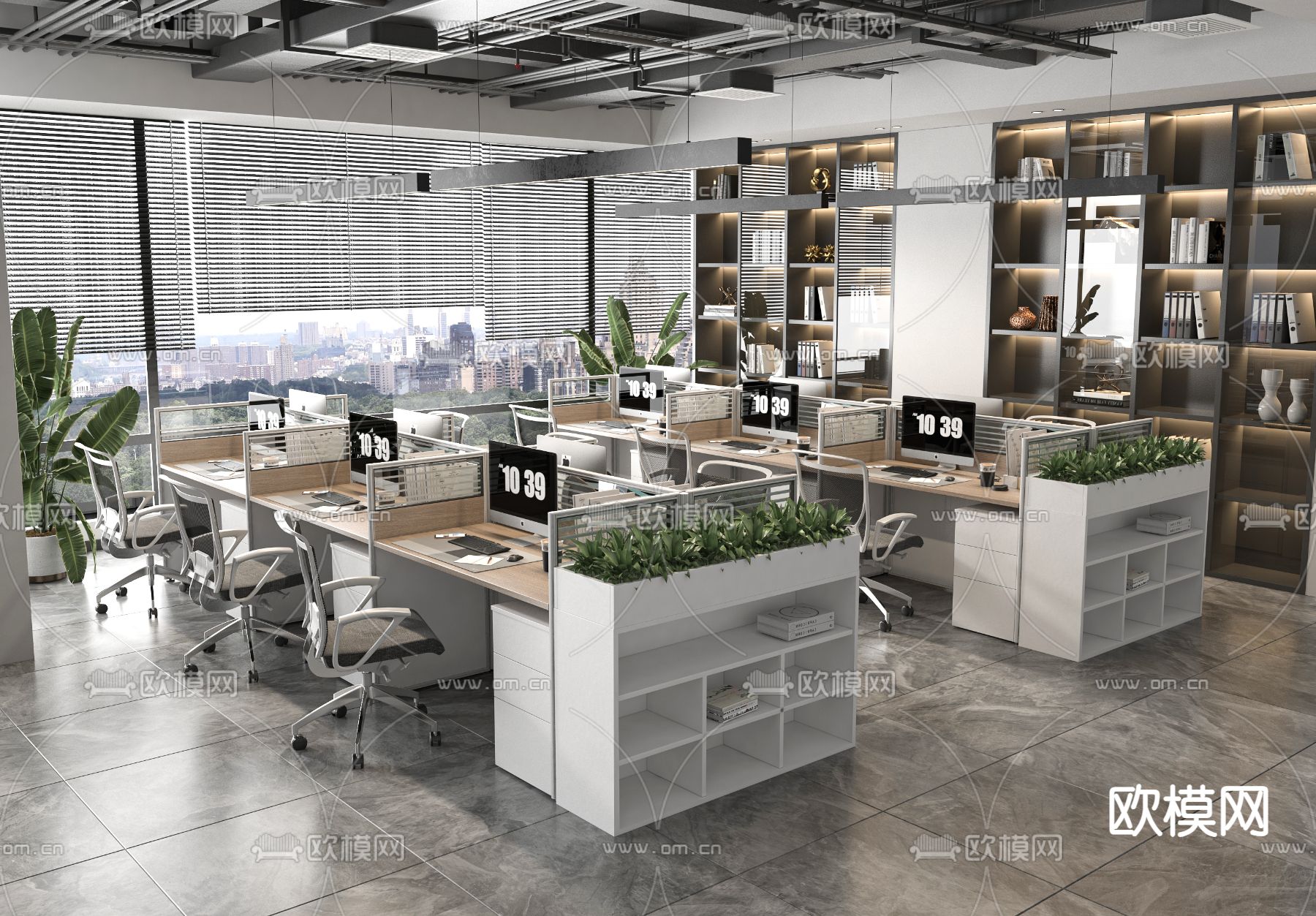 公共办公区 办公室3d模型下载_ID14215393_3dmax免费模型-欧模网