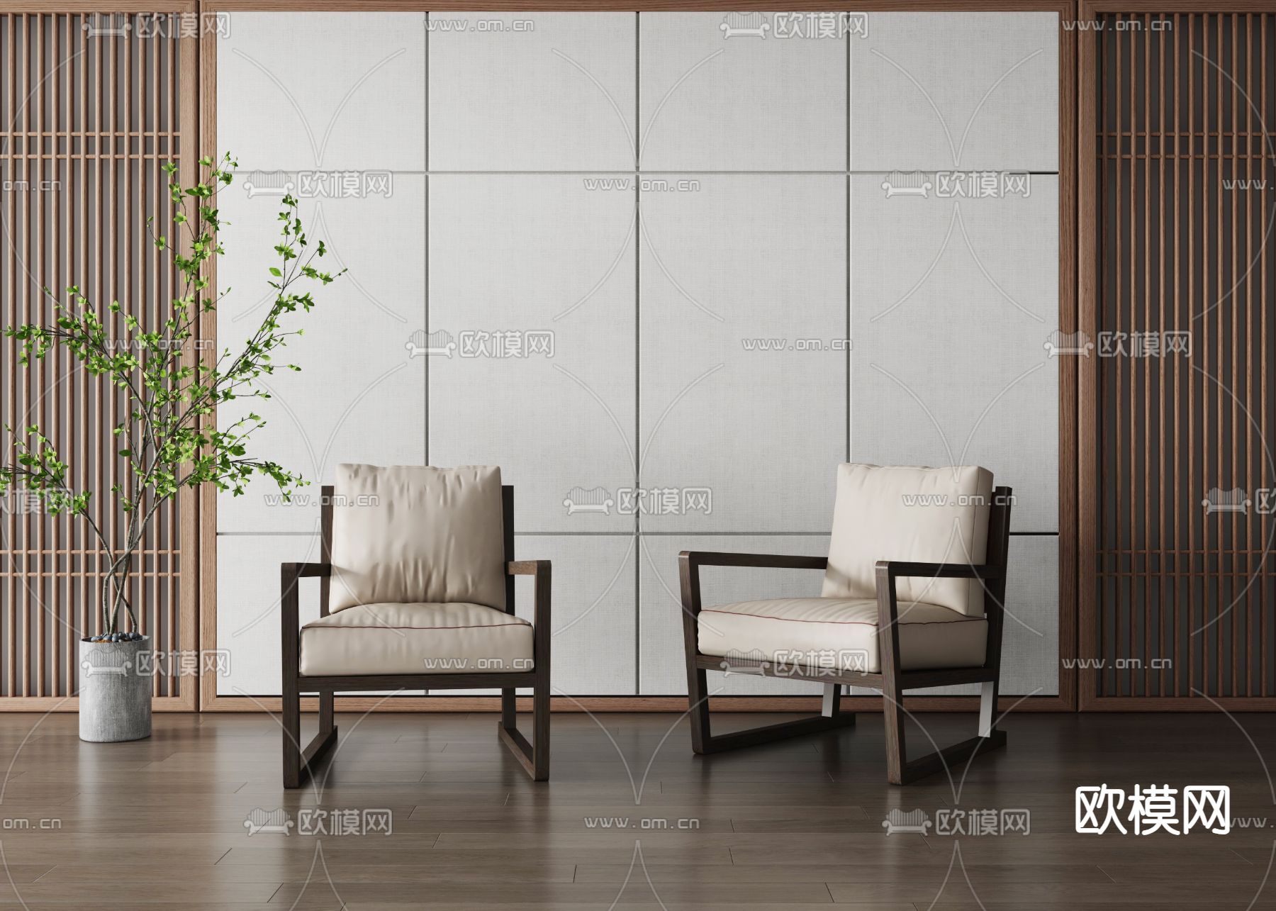 新中式椅子 休闲椅3d模型下载