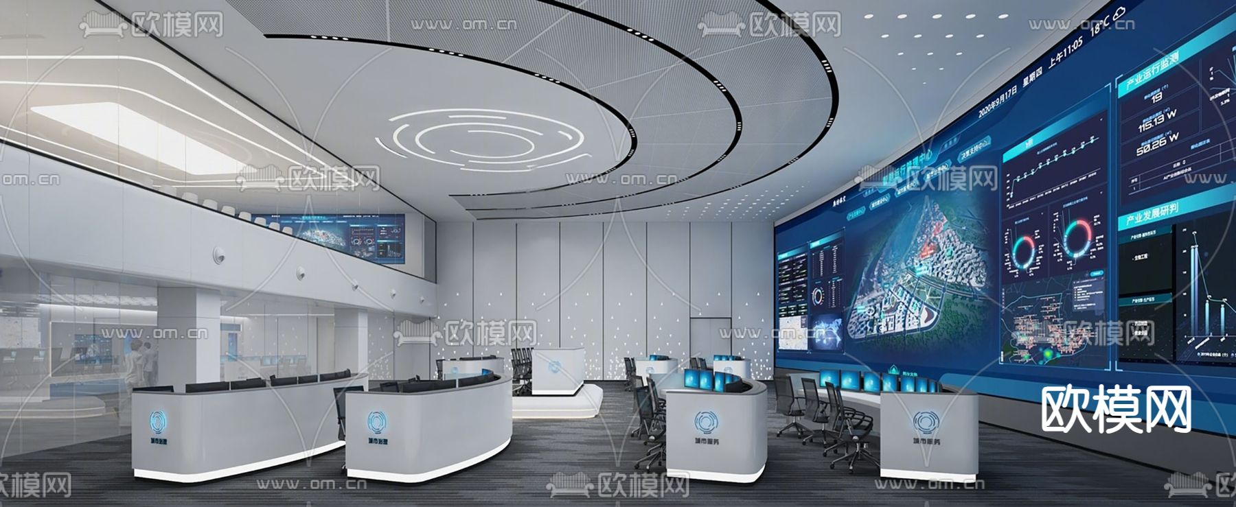 现代指挥中心su模型下载（渲染图1）