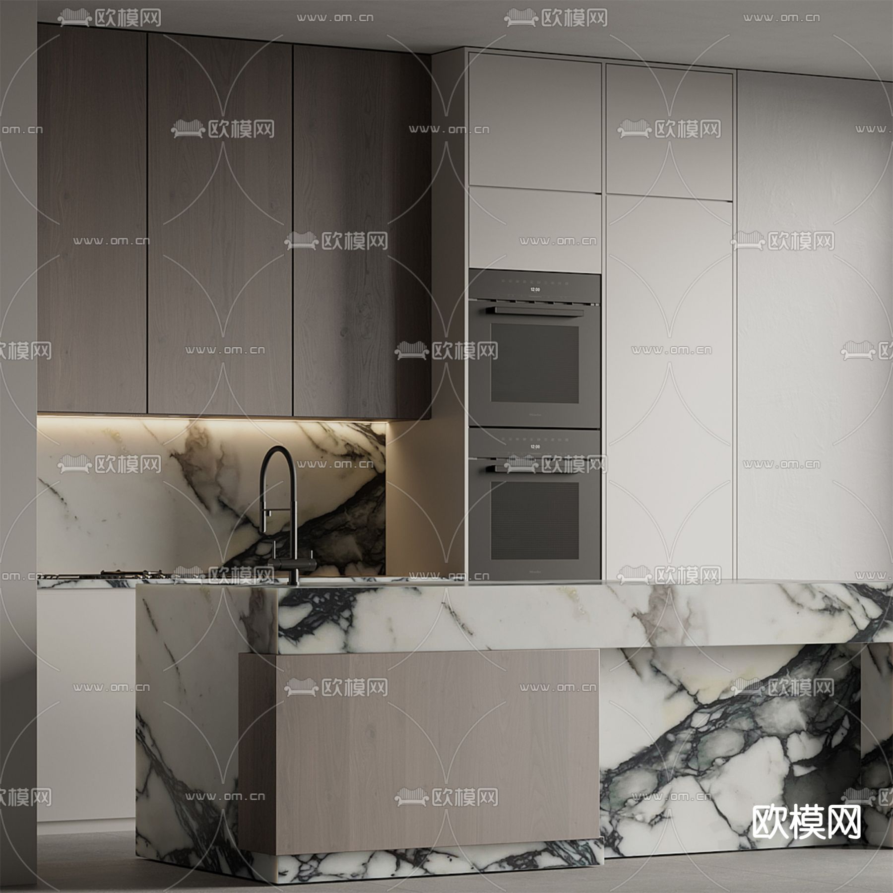 中岛厨房 橱柜3d模型下载（渲染图6）