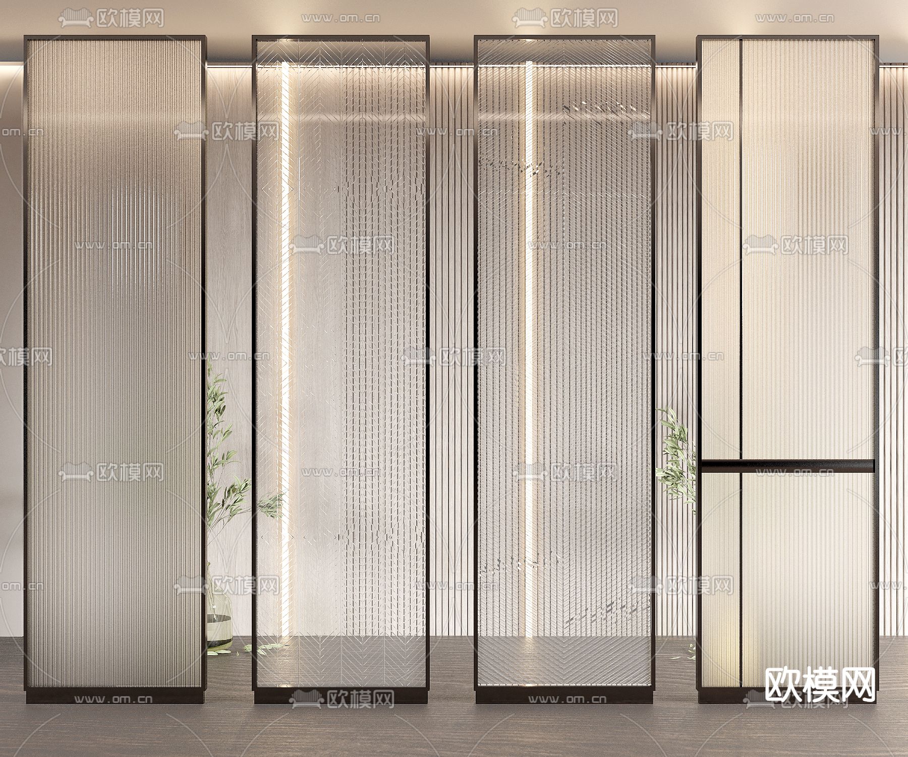 长虹玻璃屏风 隔断3d模型下载