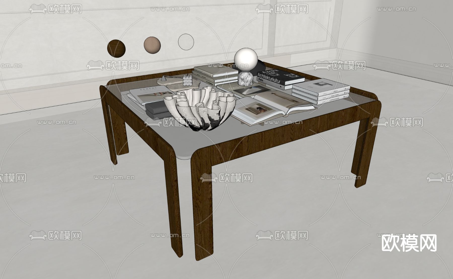 侘寂茶几su模型下载（渲染图2）