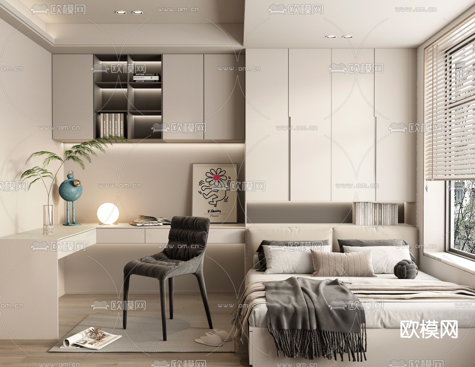 榻榻米卧室 次卧3d模型下载