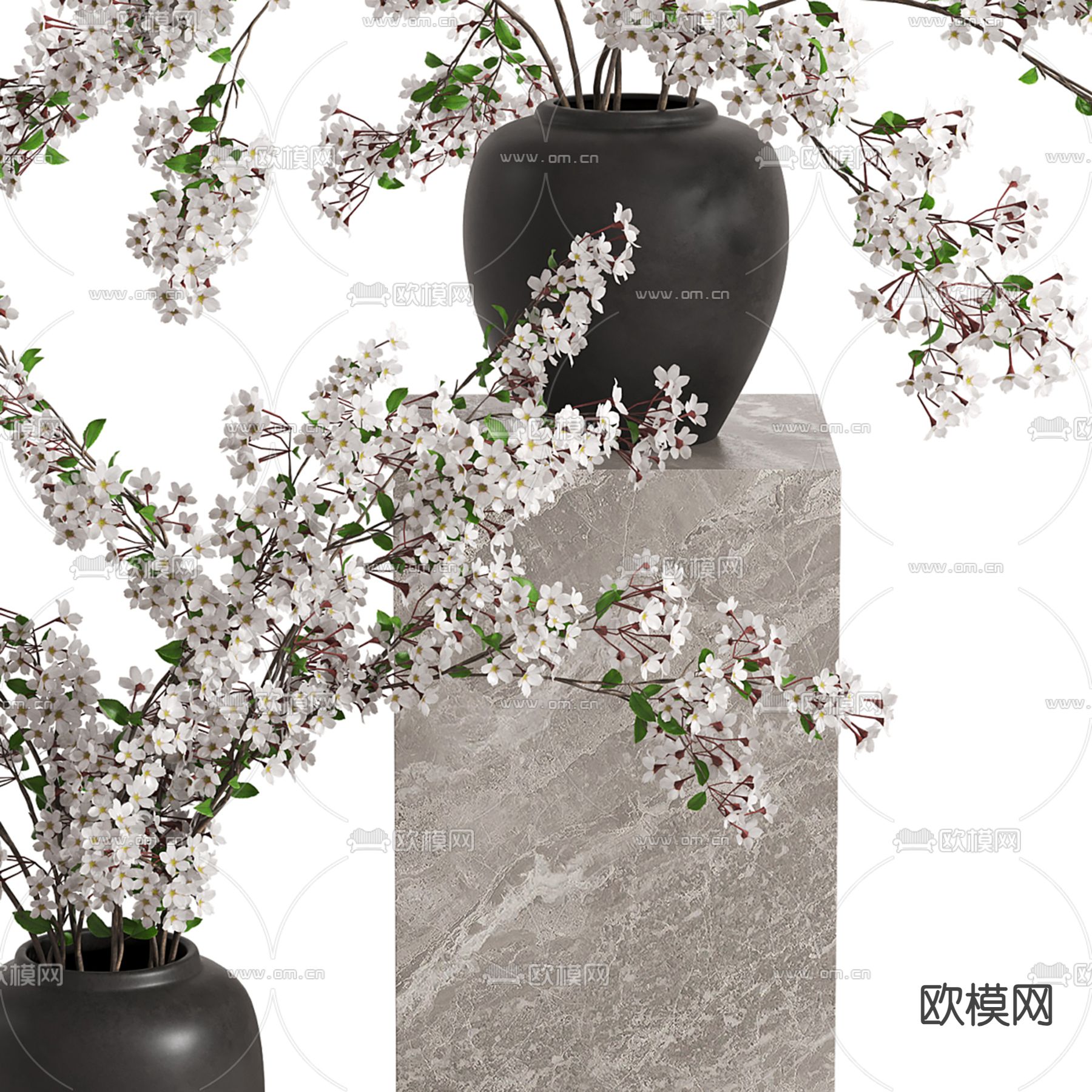 花瓶 花艺 鲜花 插花3d模型下载_ID14216635_3dmax免费模型-欧模网