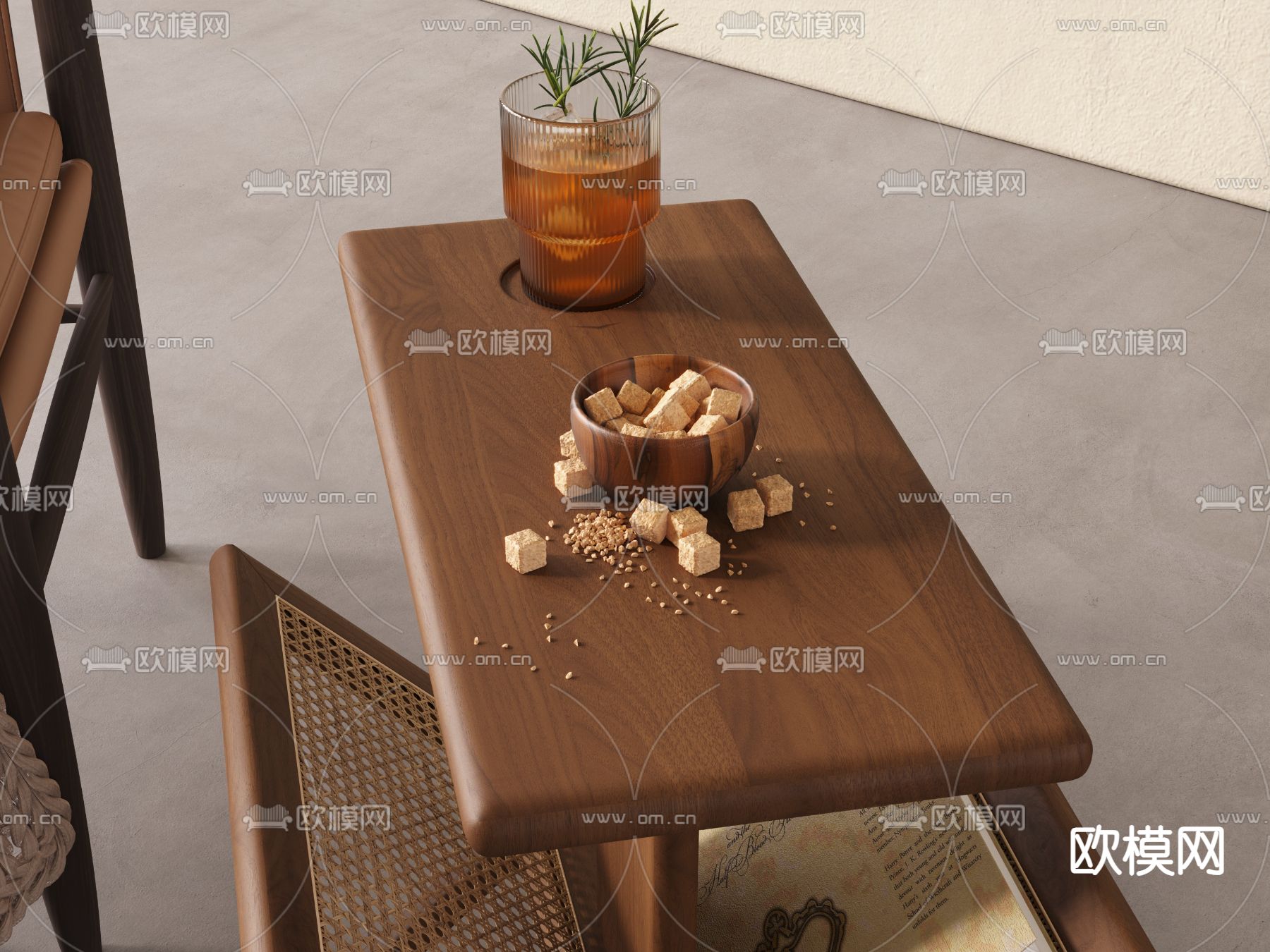 侘寂边几 角几 桌几3d模型下载（渲染图4）