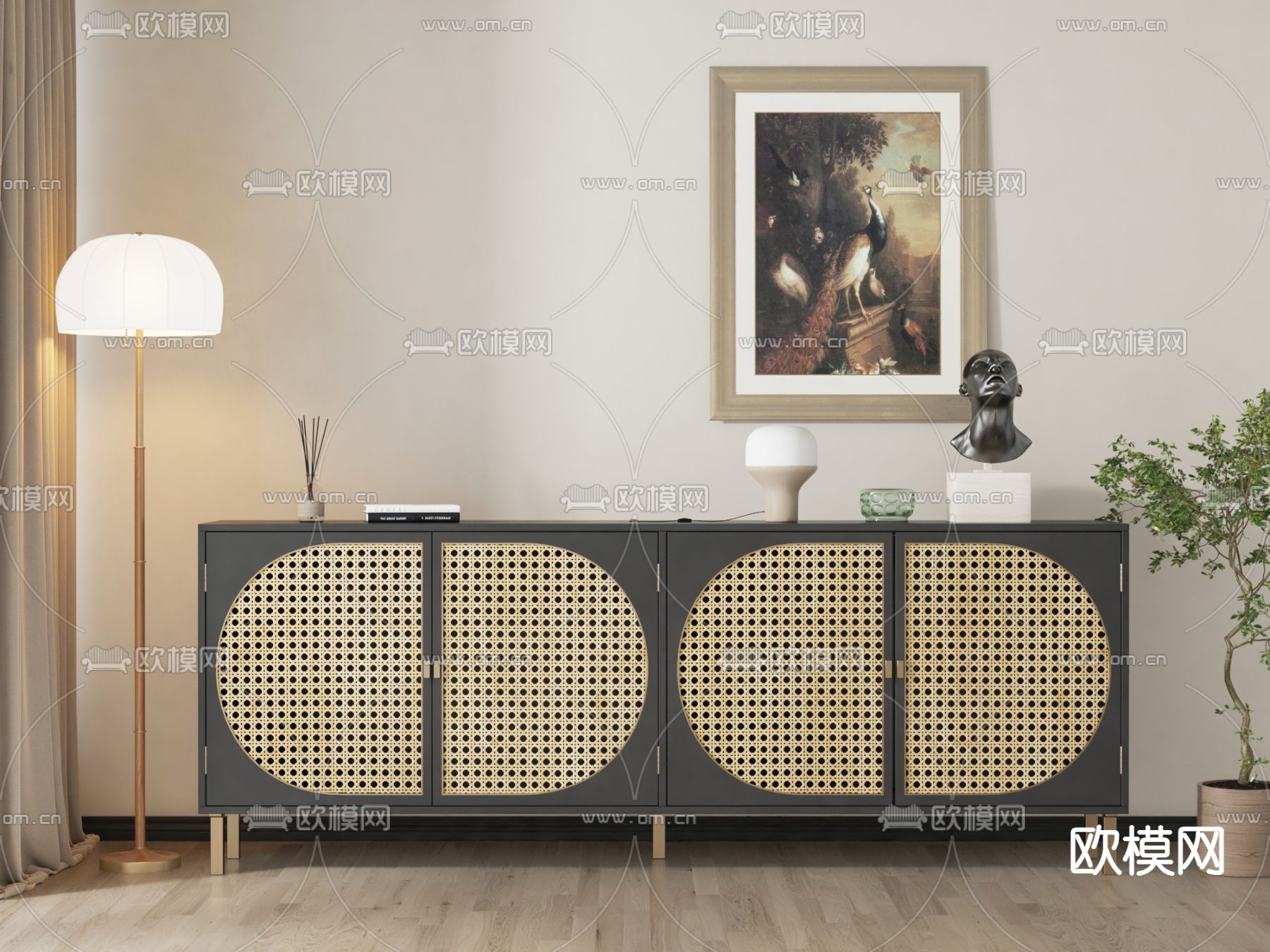 侘寂电视柜3d模型下载