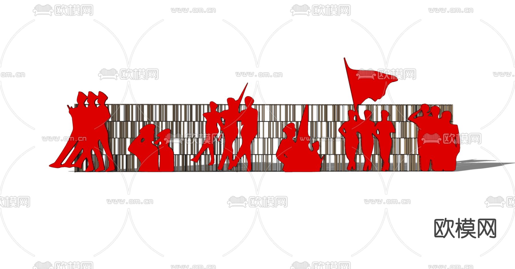 异形格栅景墙su模型下载（渲染图2）