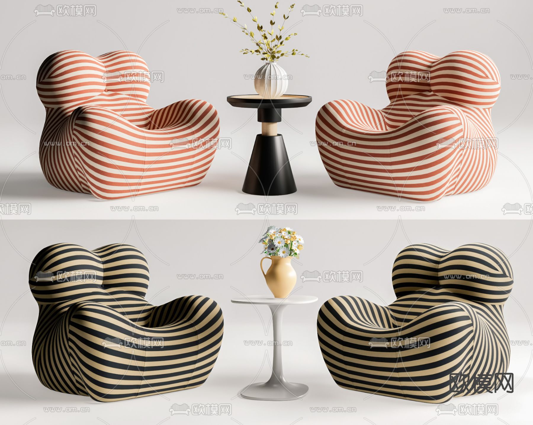 B&B ltalia 懒人沙发su模型下载（渲染图1）