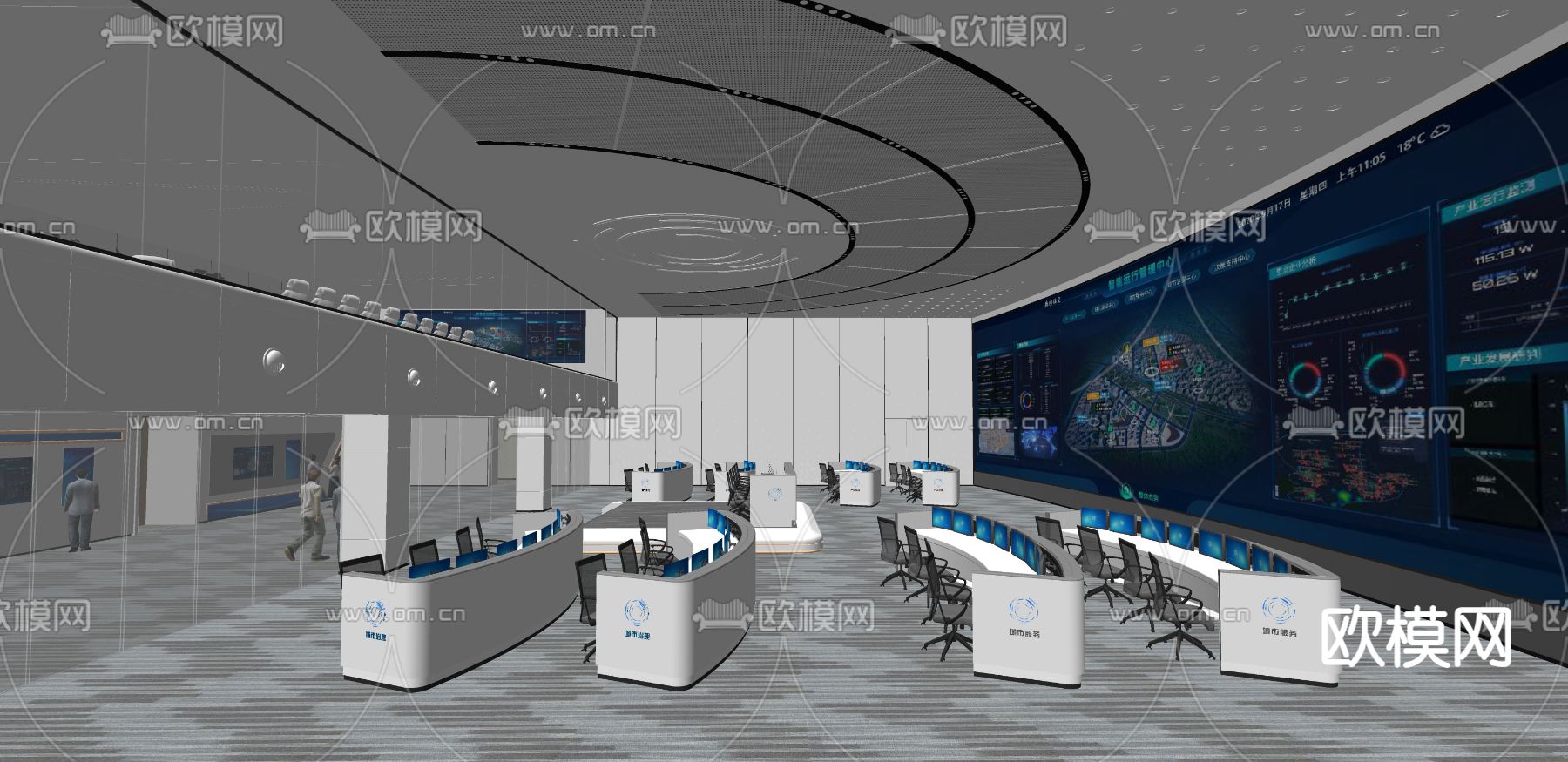 现代指挥中心su模型下载（渲染图2）