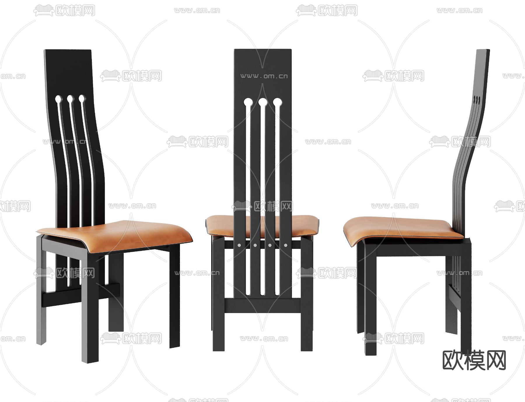 中古风椅子 餐椅3d模型下载