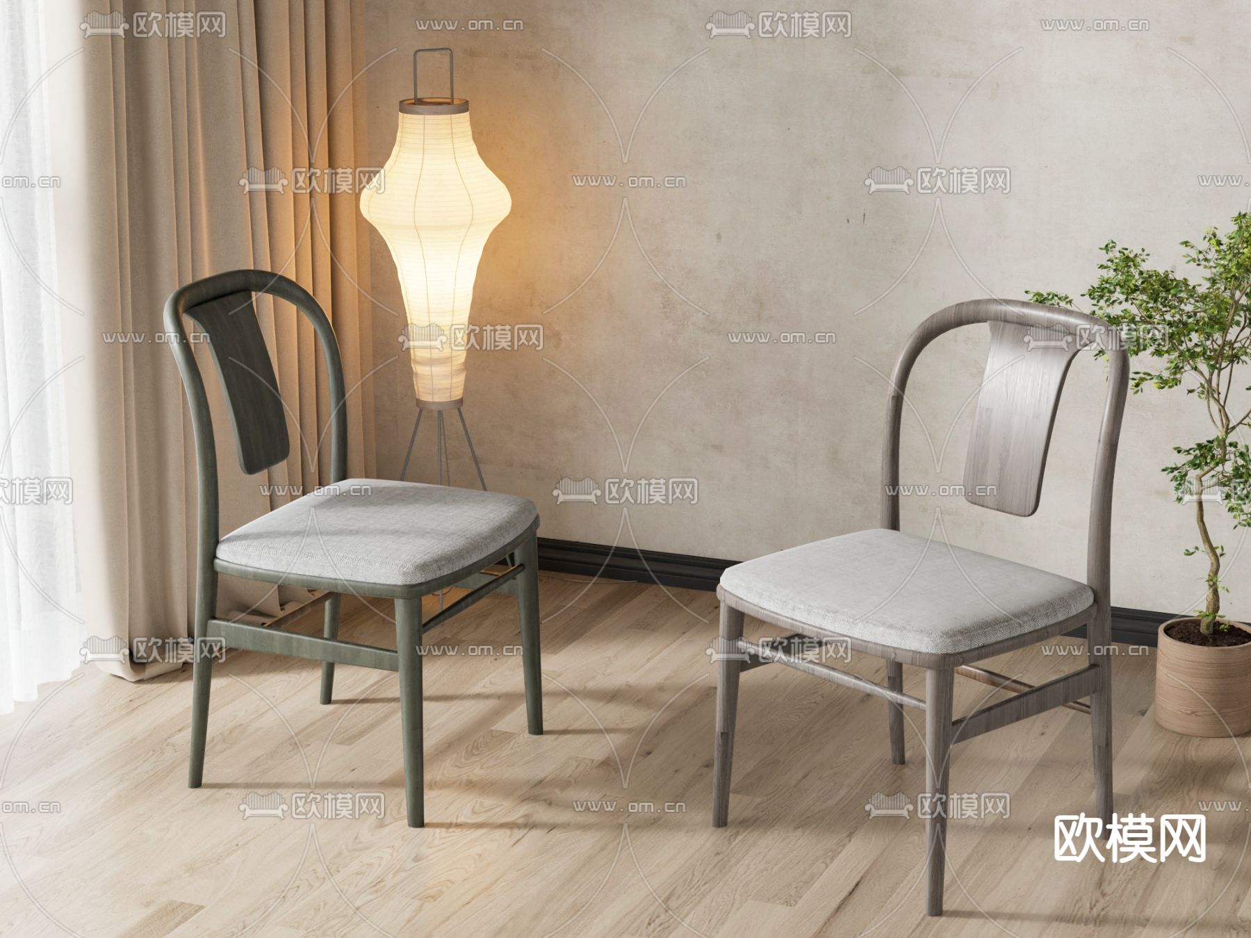 侘寂风椅子 餐椅3d模型下载