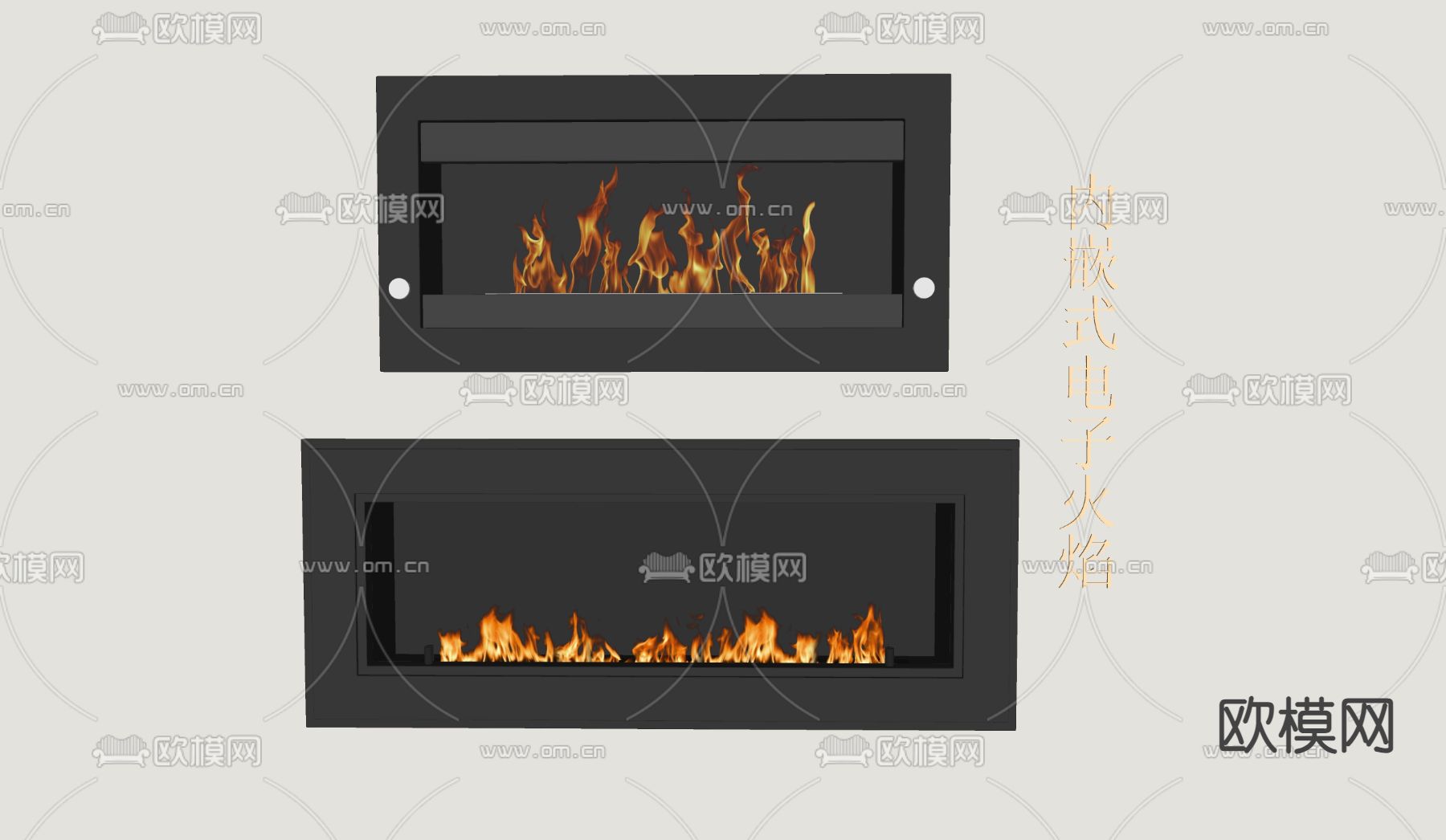 火焰壁炉 智能壁炉su模型下载（渲染图2）