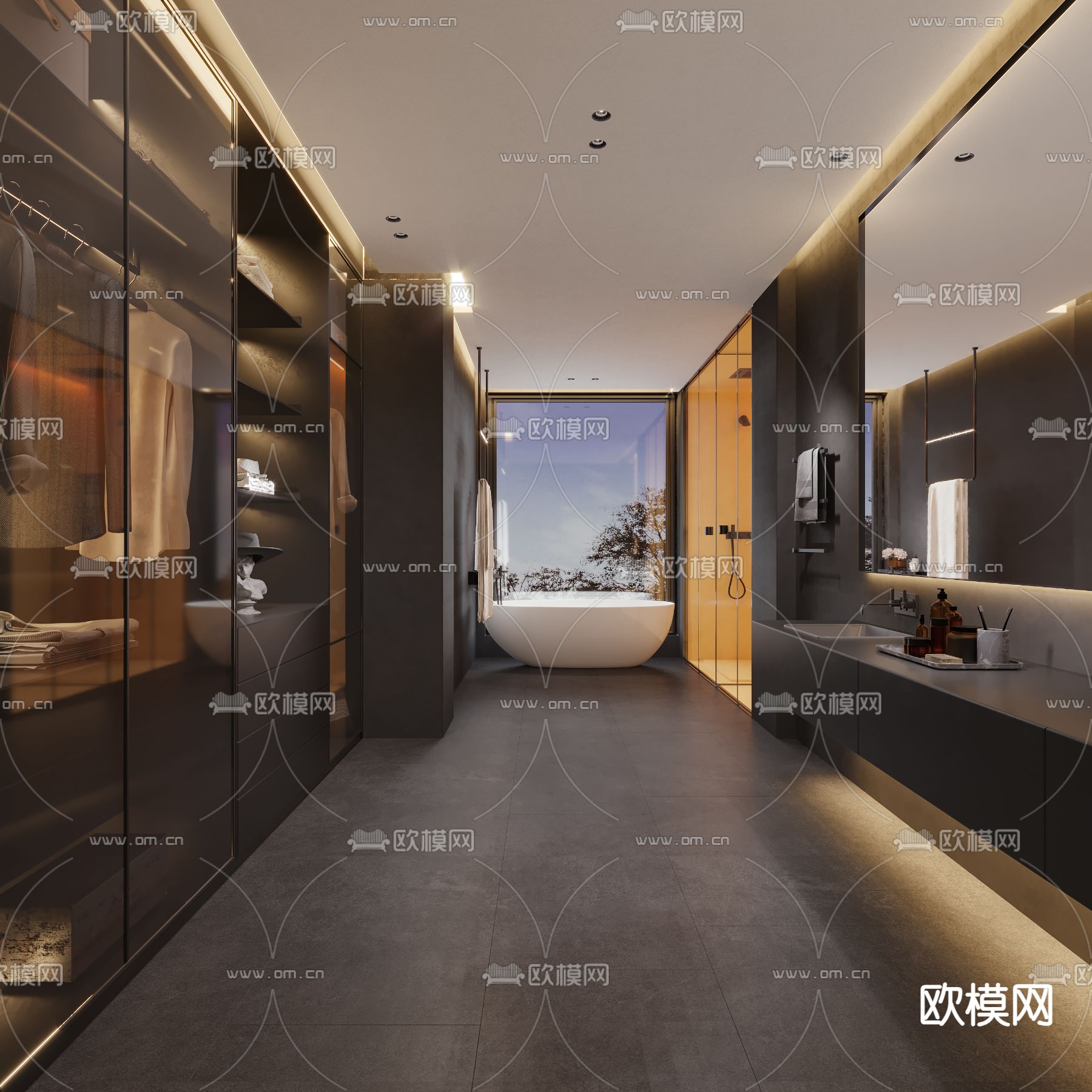 高级灰卫生间 浴室3d模型下载