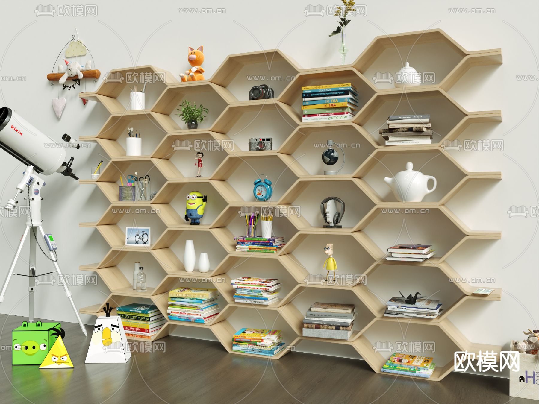 儿童书柜 玩具柜3d模型下载（渲染图2）