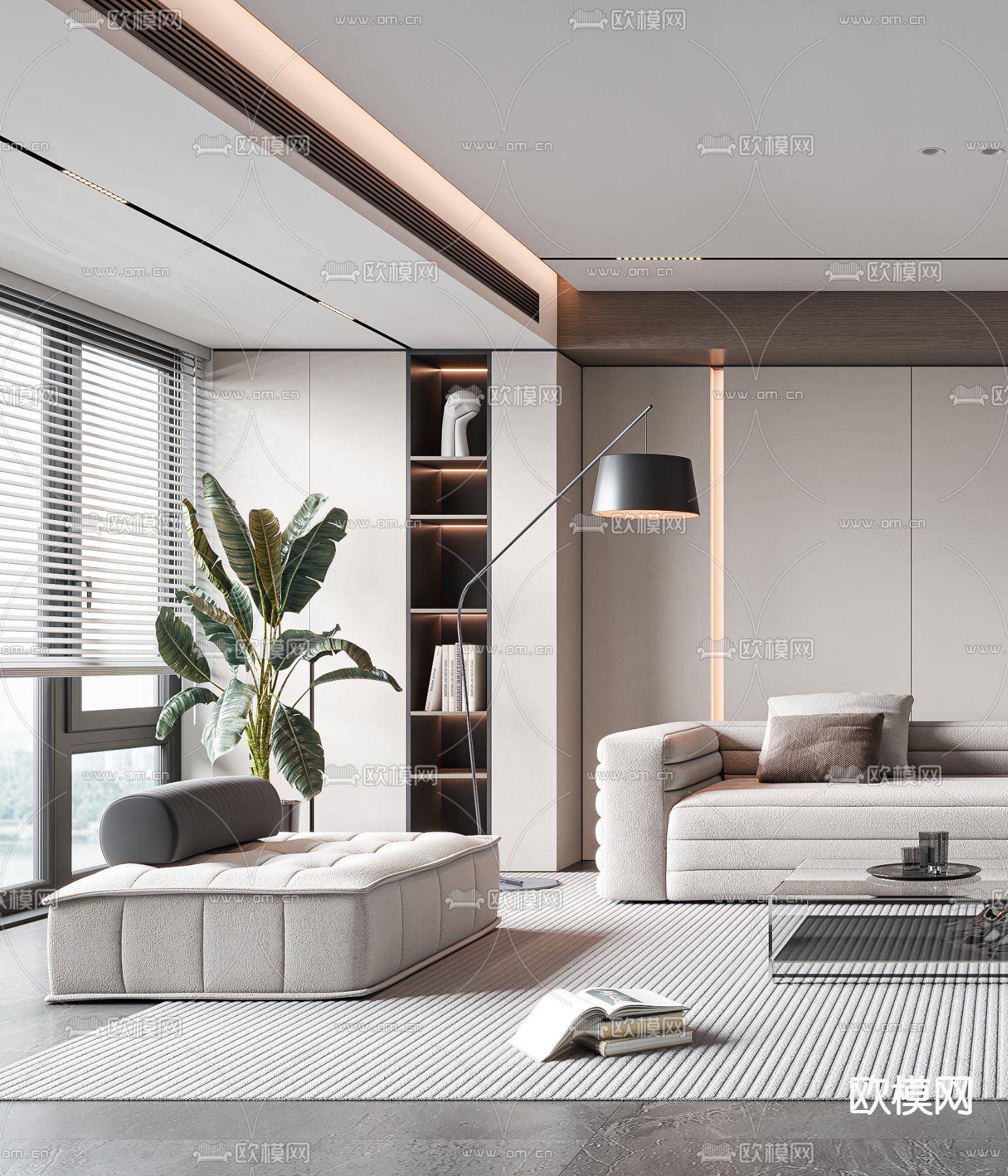 现代客厅3d模型下载（渲染图2）