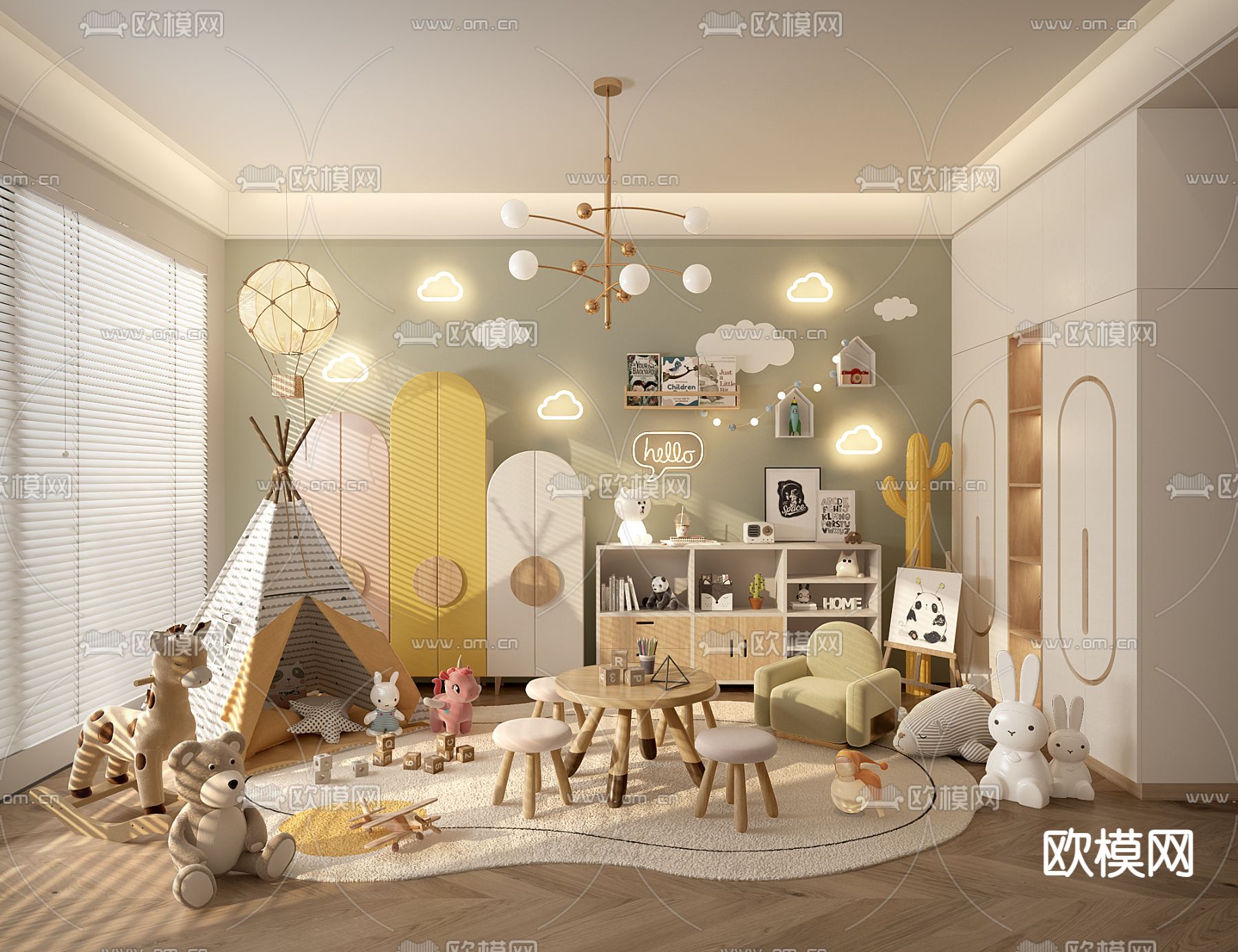 北欧儿童房 小孩房 玩具房3d模型下载